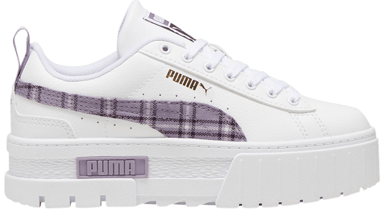 Puma Mayze Winter Big Kid Tartan Formstrip   White Pale Plum