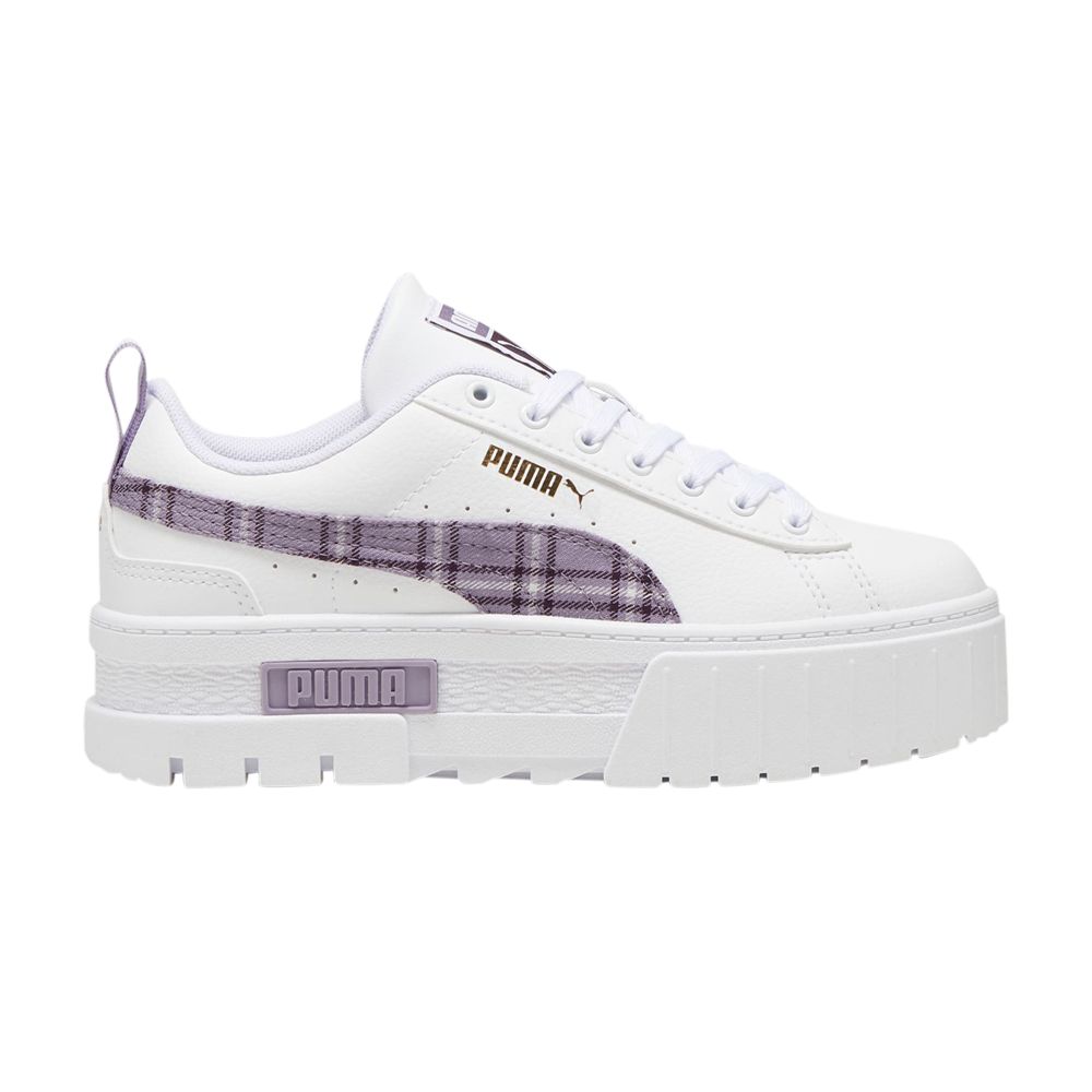 Puma Mayze Winter Big Kid 'Tartan Formstrip - White Pale Plum' | Kid's Size 4.5 - 398061-02