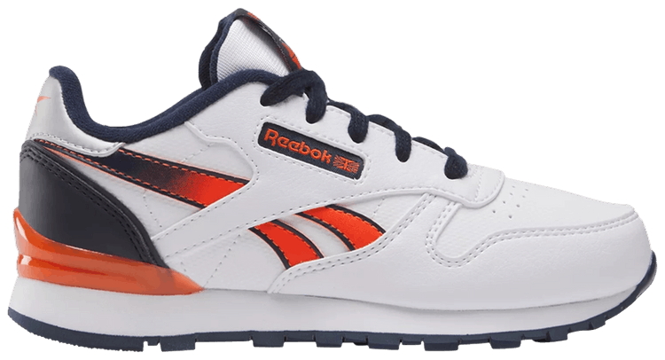 Reebok Classic Leather Step n Flash Little Kid White Vector Navy Orange