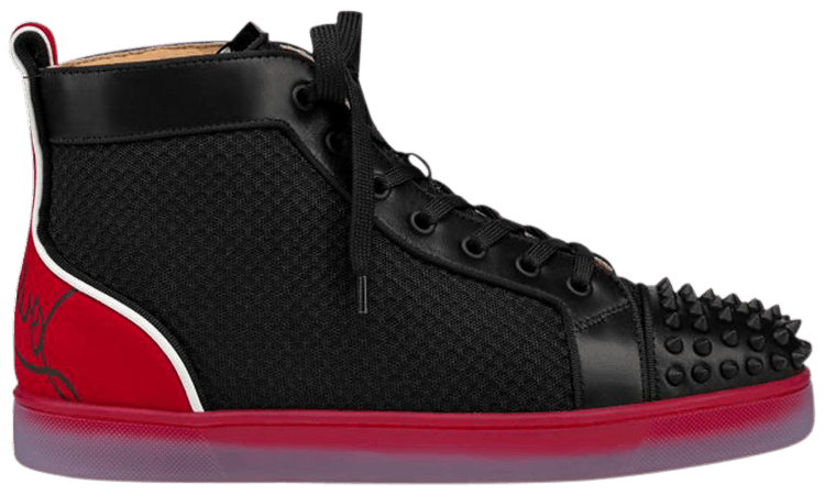 Buy Christian Louboutin Louis Flat Calf Spikes High Black Red 1200179 H763 GOAT NL