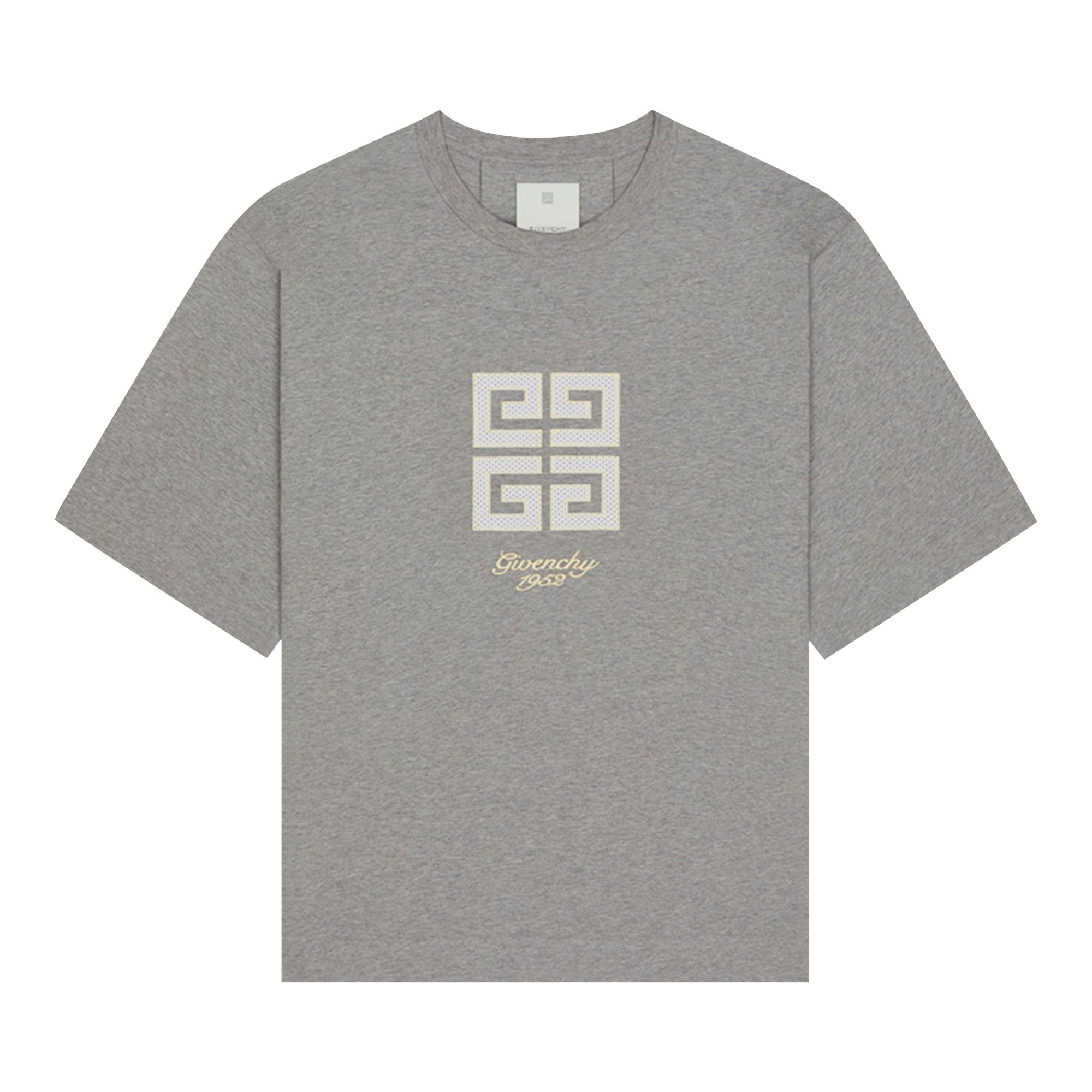 Pre-owned Givenchy 4g Embroidered Crewneck T-shirt 'light Grey Melange' | Men's Size Xxl