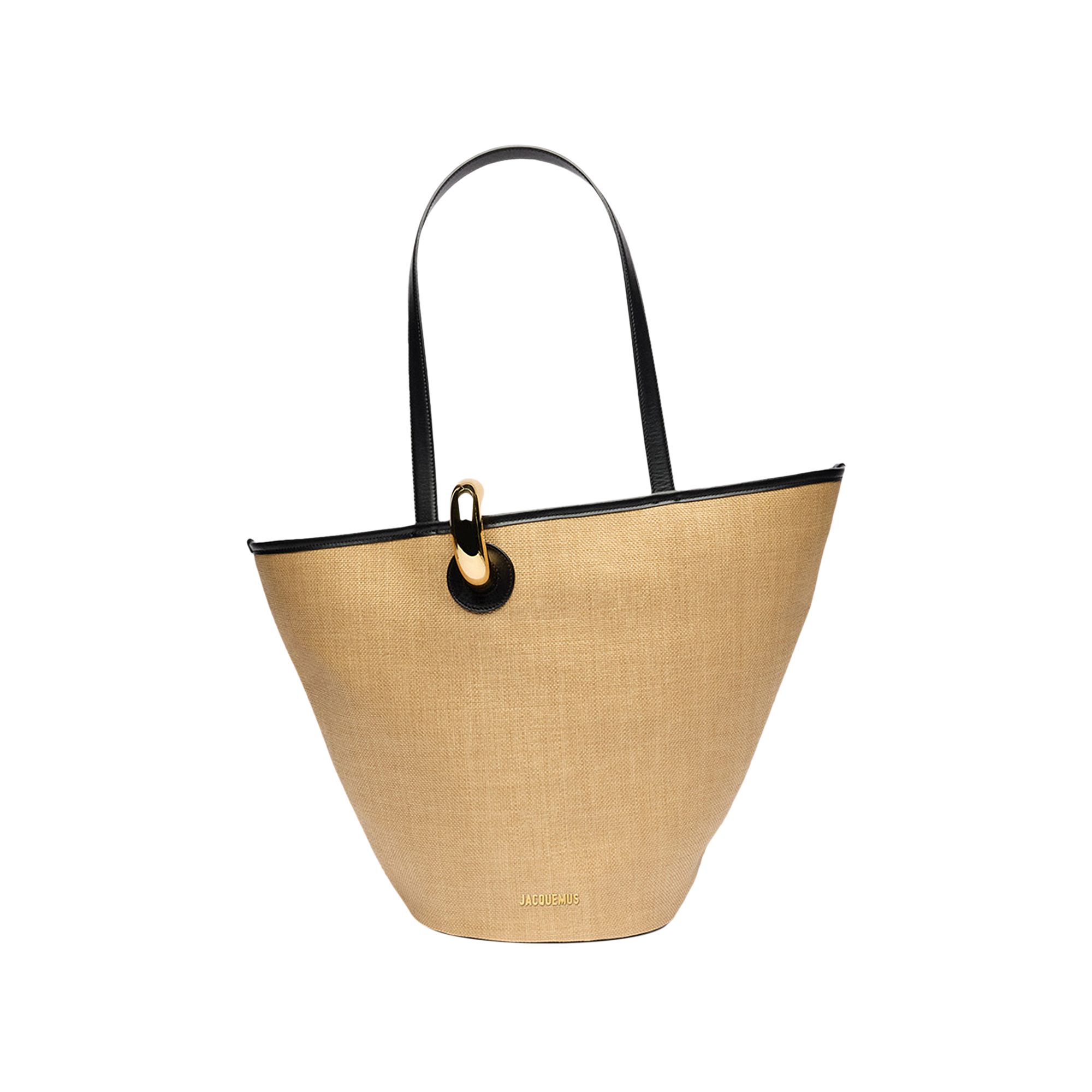 Jacquemus Le Bambola Asymmetric Bucket Bag 'Ivory/Black' | White | Women's Size Onesize