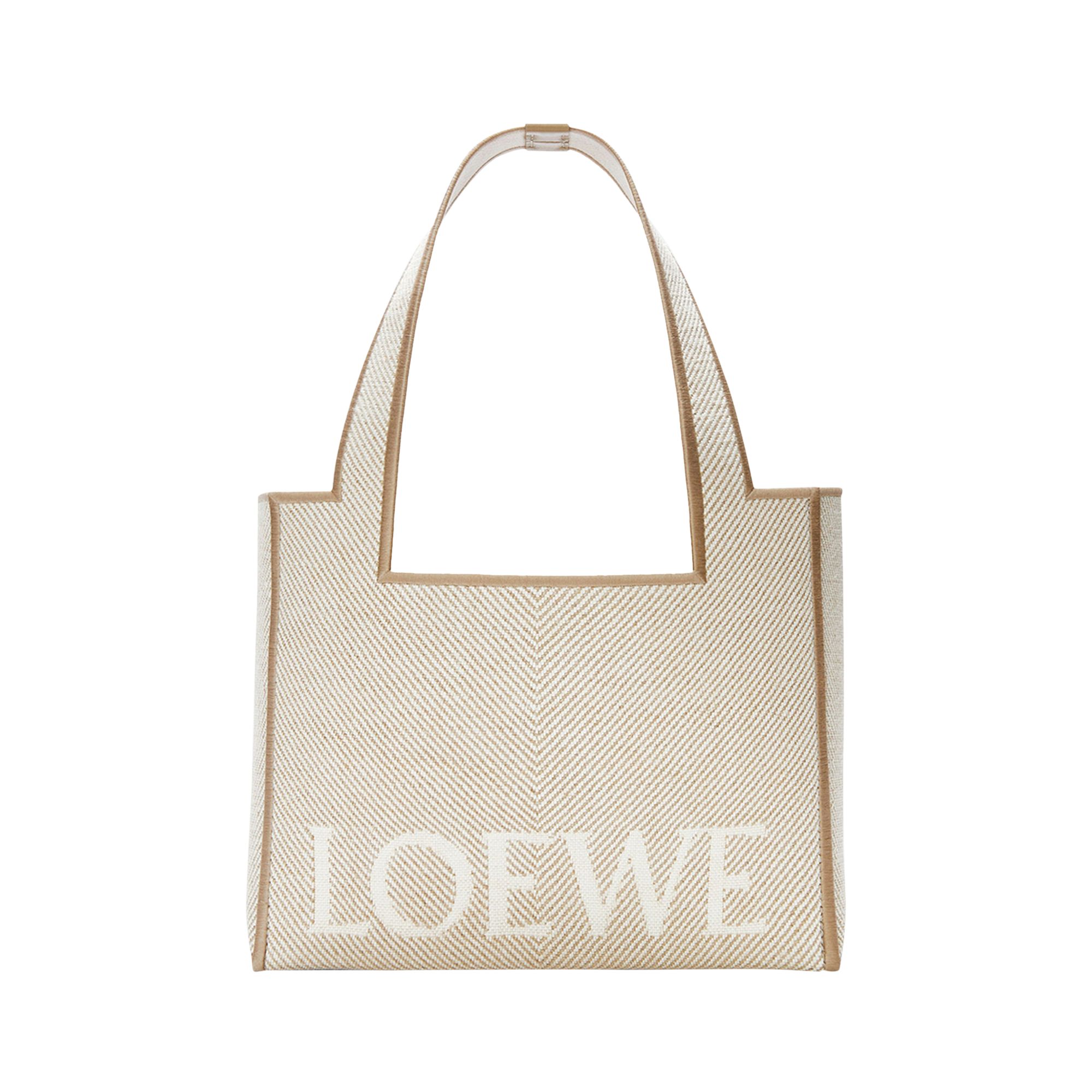 Loewe Font Large Canvas Tote Bag 'Ecru' | White | Women's Size Onesize