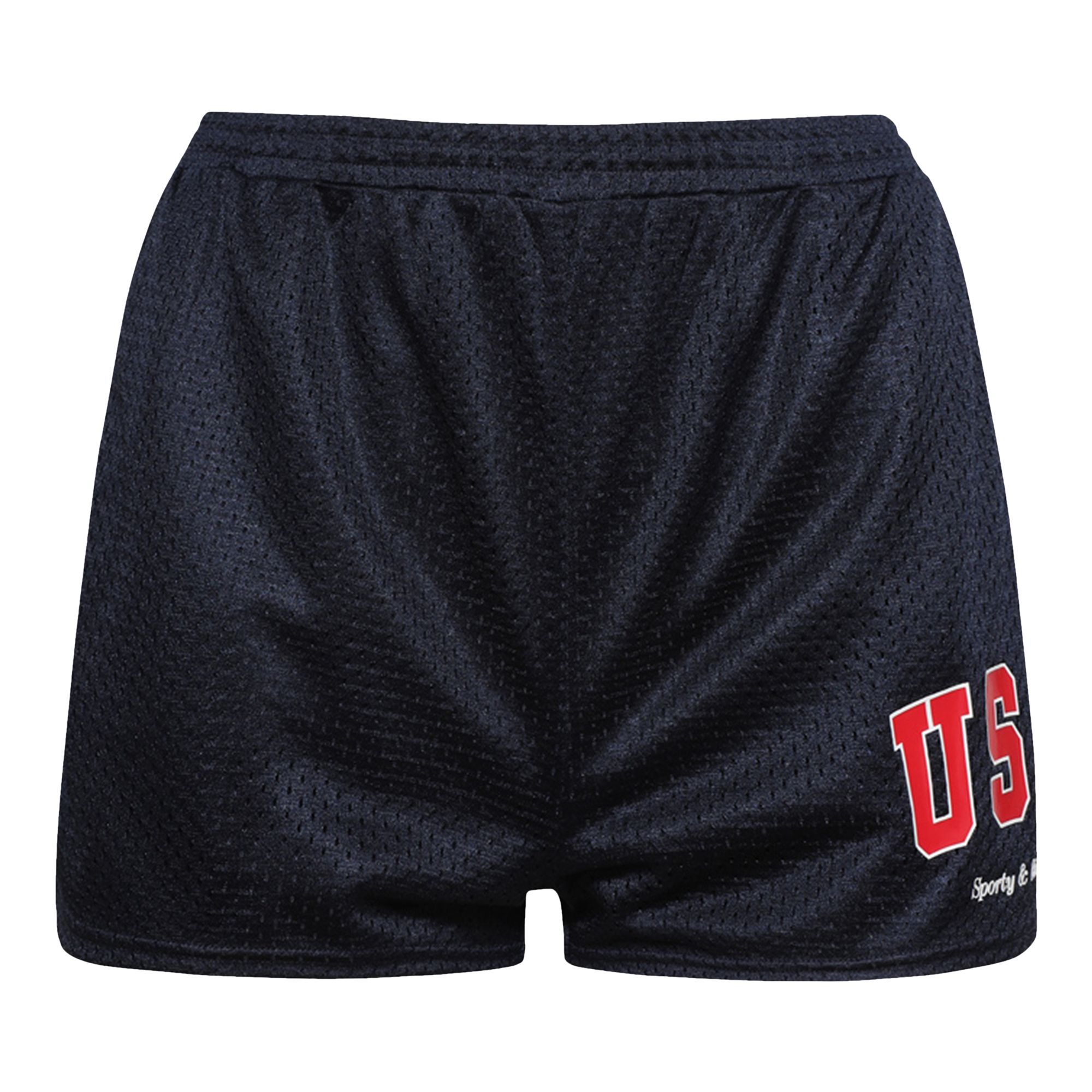 Sporty & Rich USA Mesh Disco Short 'Navy/Sports Red/White' | Blue | Women's Size XS