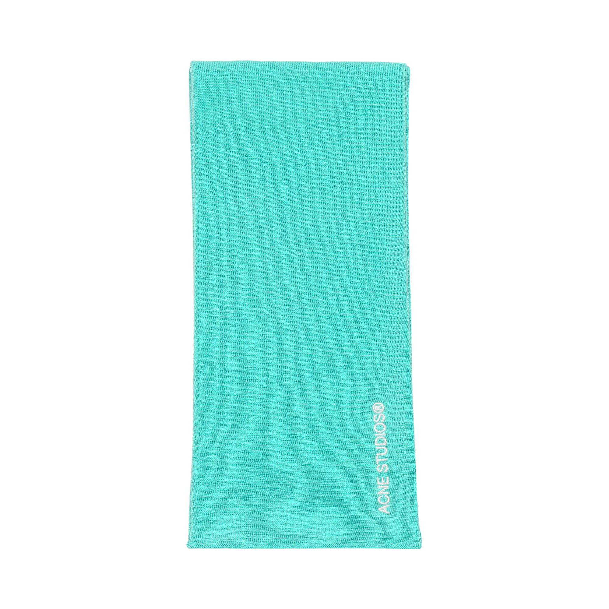 Pre-owned Acne Studios Logo Embroidered Scarf 'turquiose Blue' | Men's Size Onesize