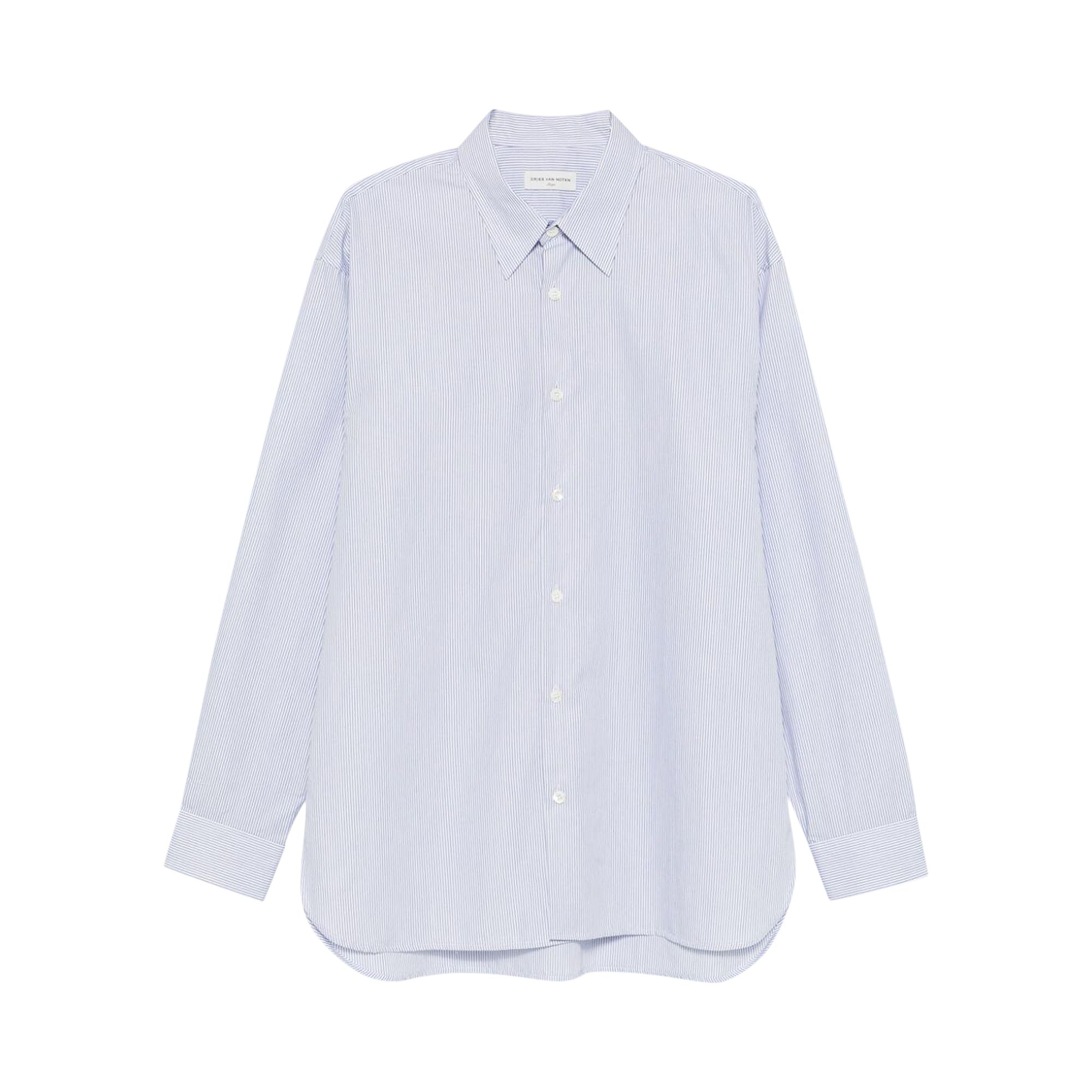 Dries Van Noten Stripe Button-Up Shirt 'Dessin A' | Black | Men's Size L
