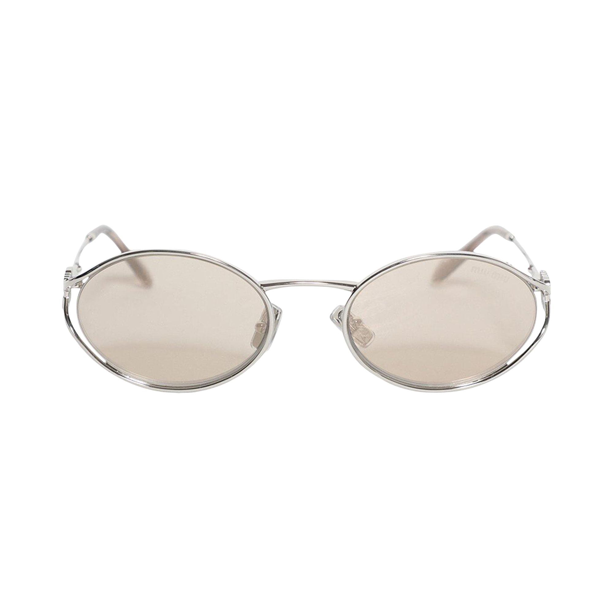 Pre-owned Miu Miu Logo Sunglasses 'light Gold Lenses' In Brown