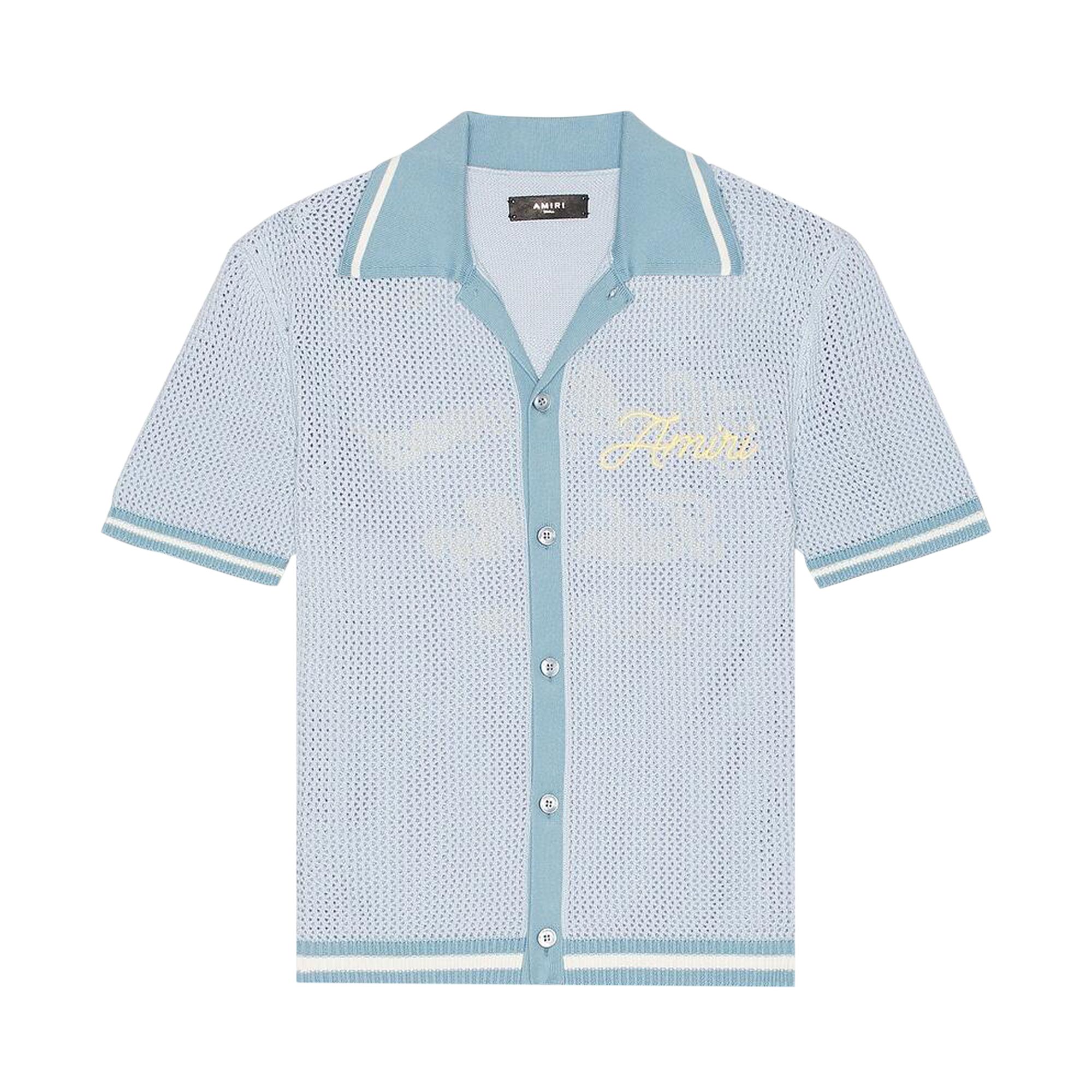 Amiri Tailoring Crotchet Polo 'Dusty Blue' | Men's Size L