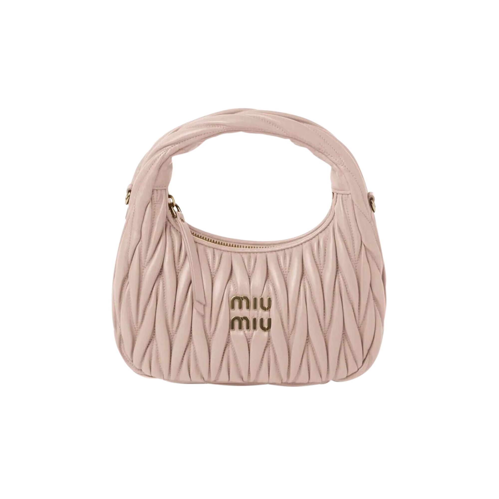 Miu Miu Matelassé Nappa Leather Hobo Bag 'Cipria' | Pink | Women's Size Onesize