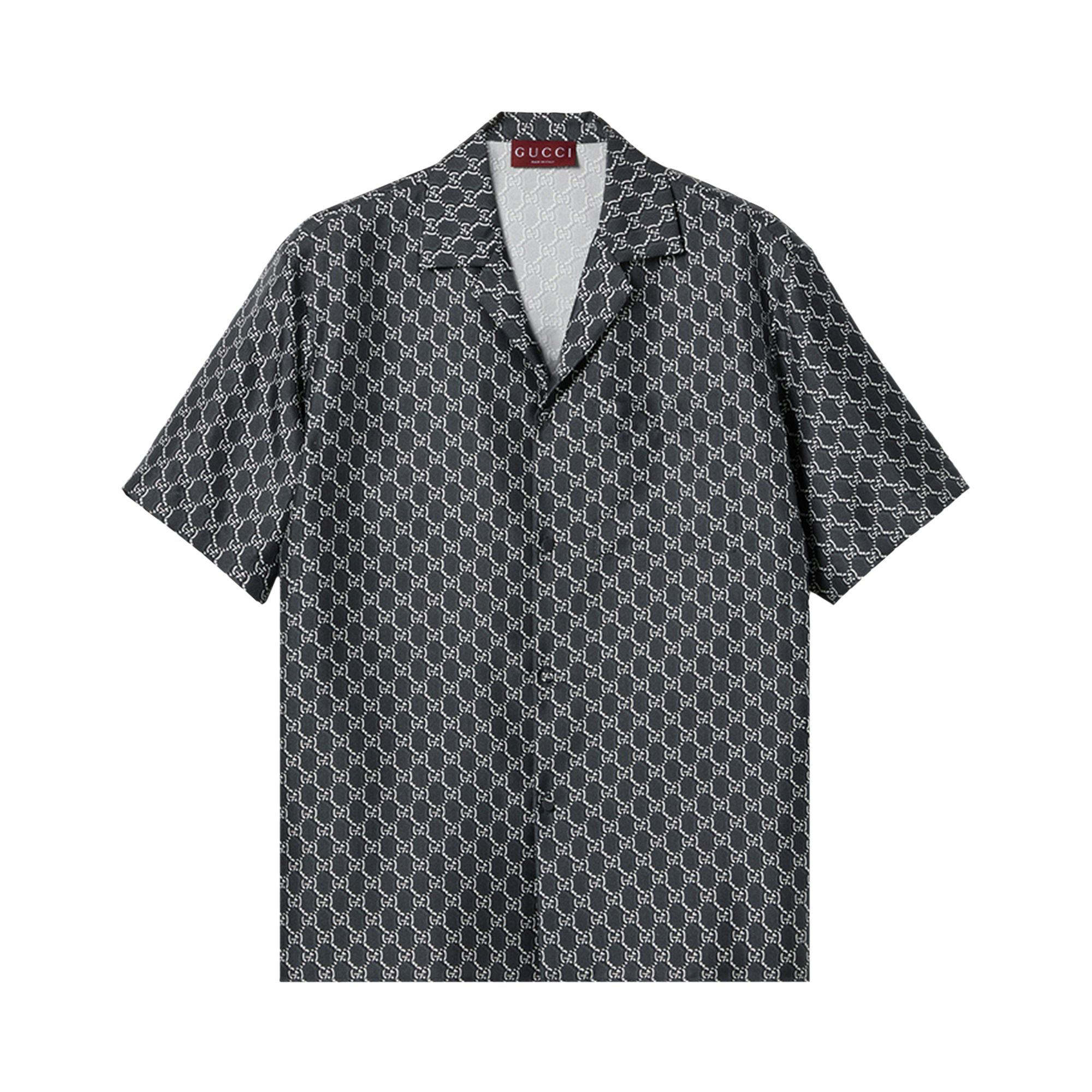 Pre-owned Gucci Monogram Vacation Shirt 'grey/white' | Men's Size 54