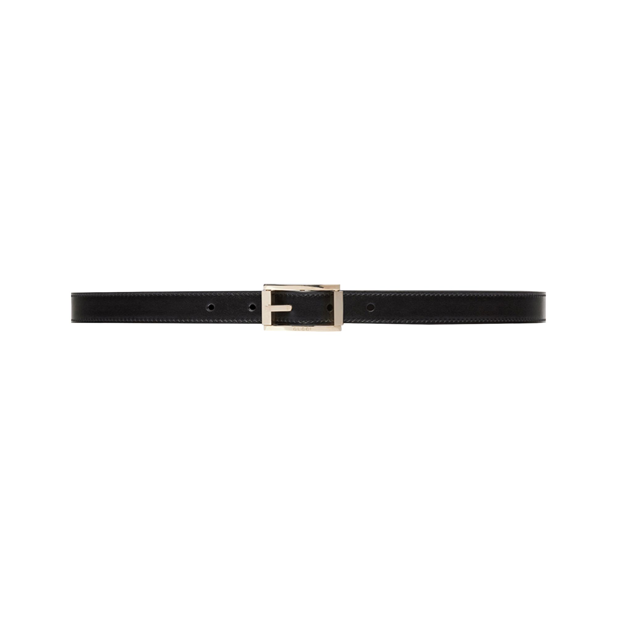 Pre-owned Gucci Reversible Thin Belt With Rectangular Buckle 'black' | Women's Size 80