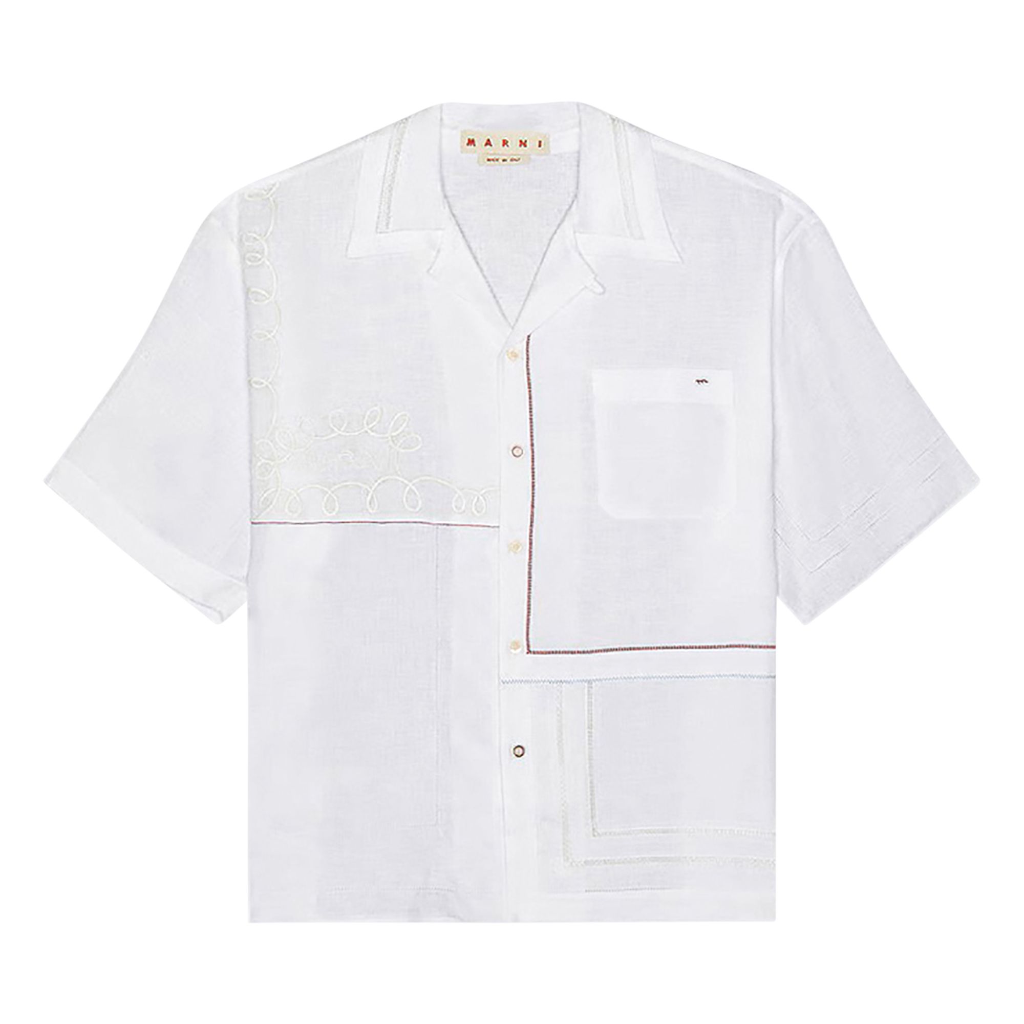 Pre-owned Marni Patchwork Linen Shirt 'lily White' | Men's Size 54