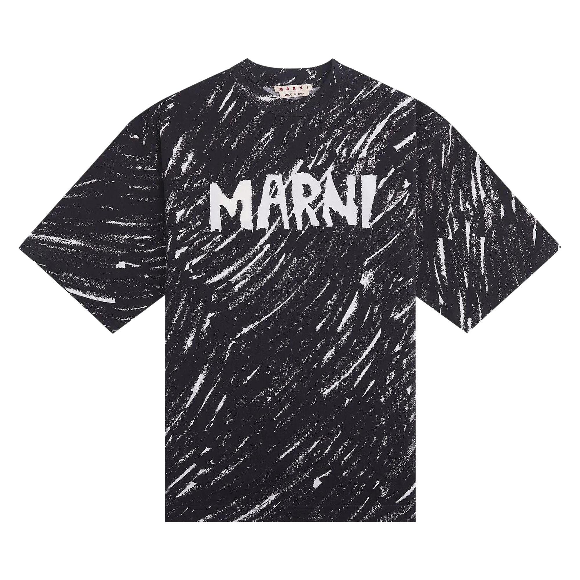 Marni Placed Scribble Logo T-Shirt 'Black' | Men's Size 48