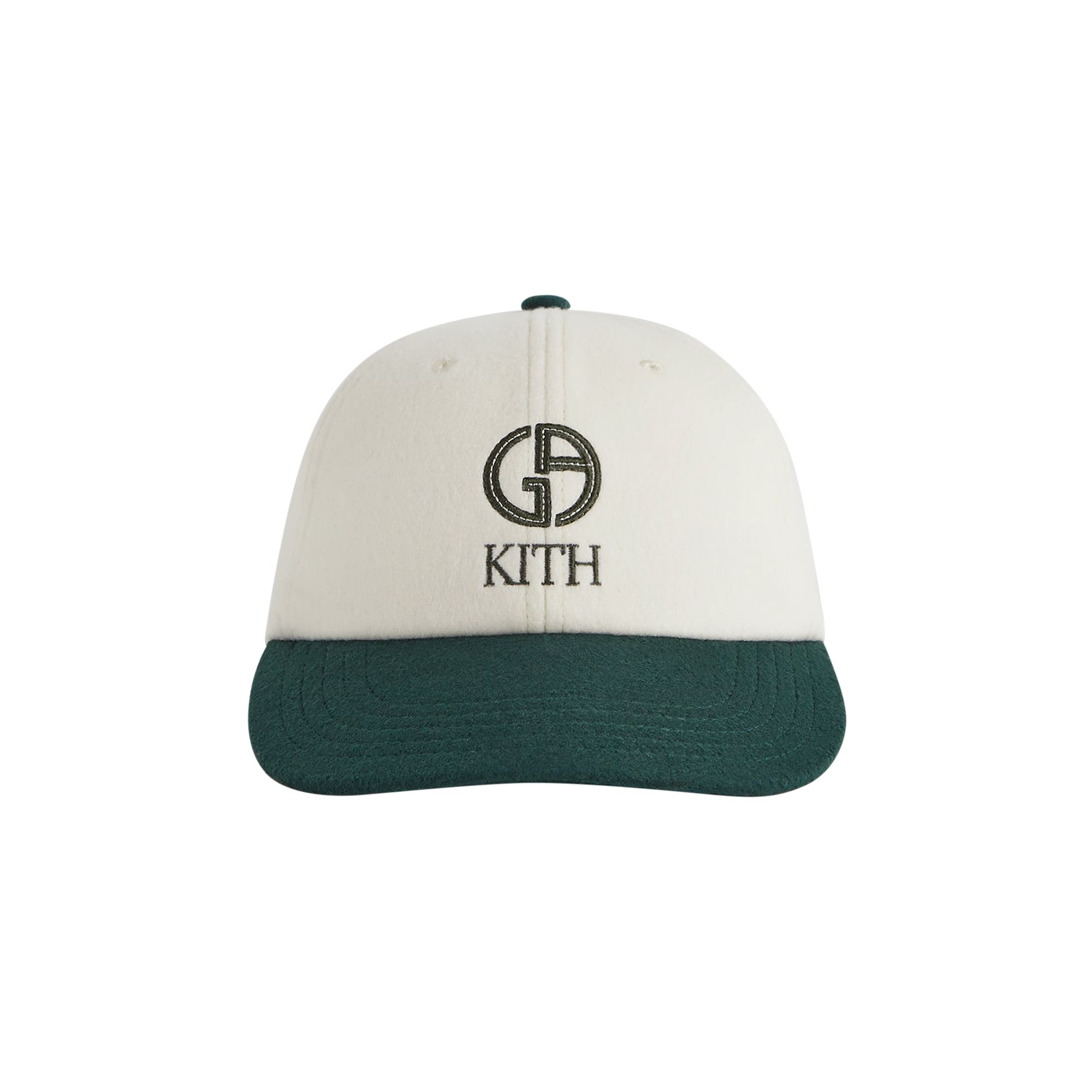 Pre-owned Kith & Giorgio Armani Two Tone Baseball Cap 'sandrift' | Cream | Men's Size Onesize In White