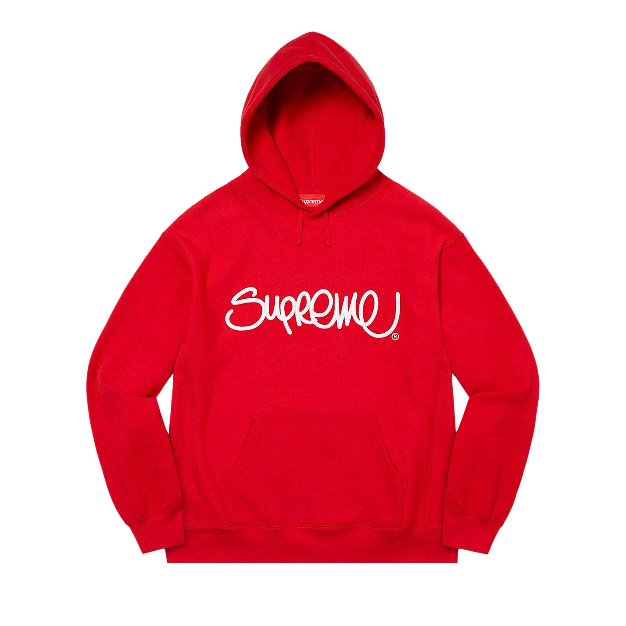 Pre-owned Supreme Raised Handstyle Hooded Sweatshirt 'red' | Men's Size S