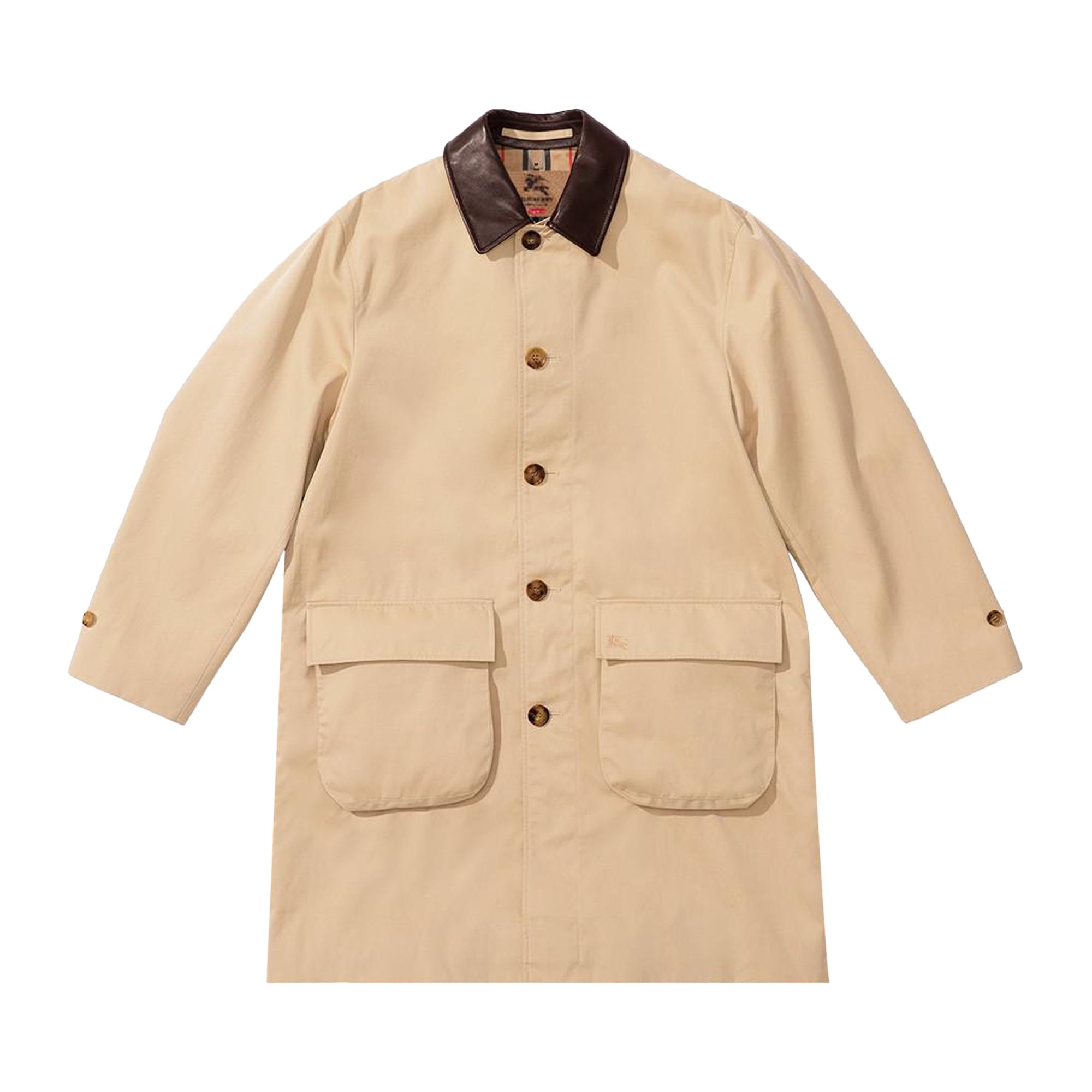 Supreme x Burberry Leather Collar Trench 'Beige' | Tan | Men's Size XL