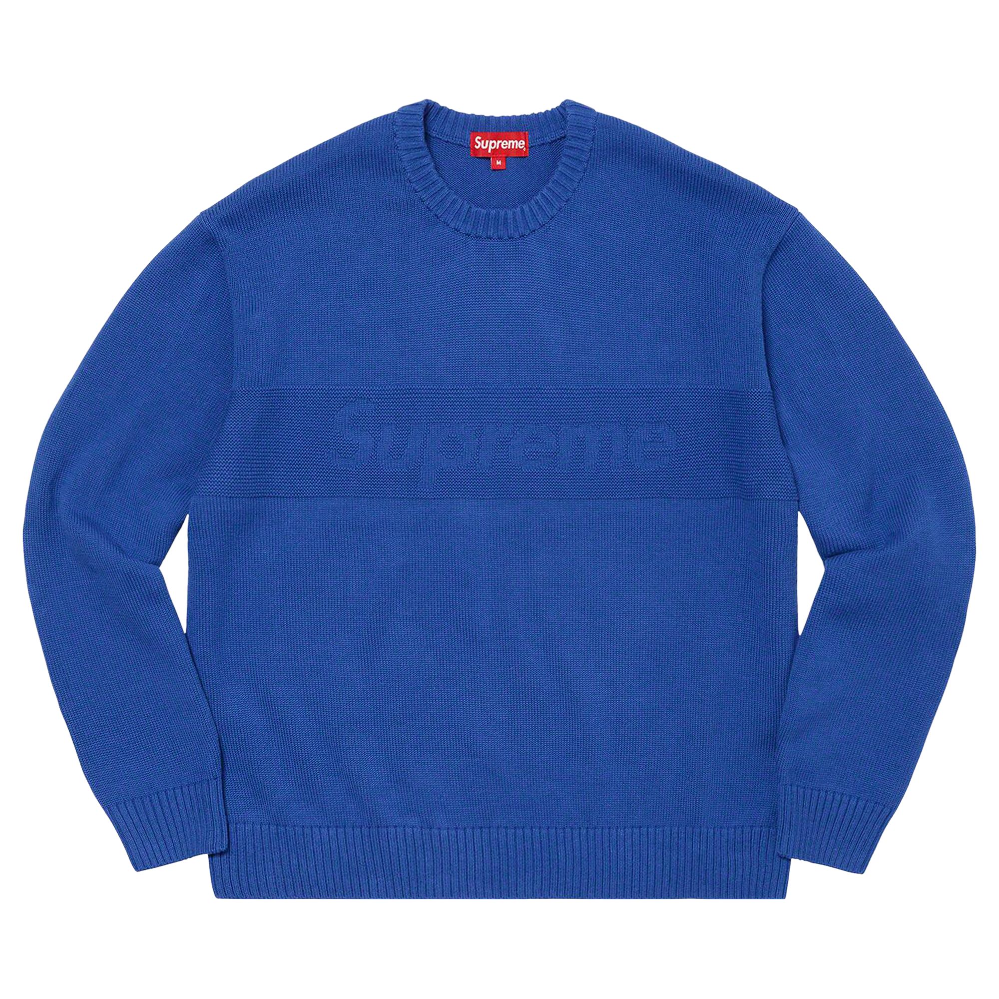 Pre-owned Supreme Tonal Paneled Sweater 'royal' | Blue | Men's Size L