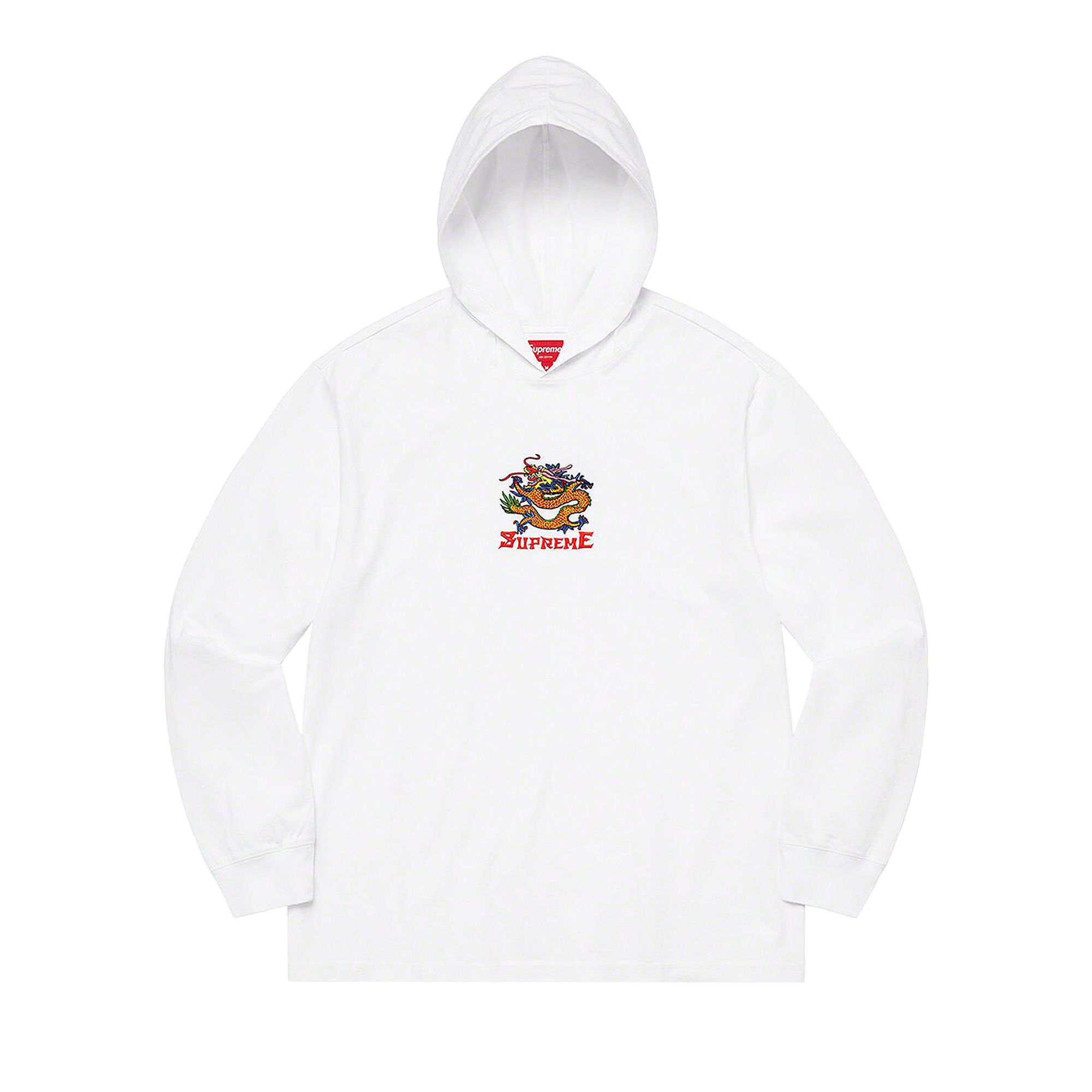 Supreme Dragon Hooded Long-Sleeve Top 'White' | Men's Size M