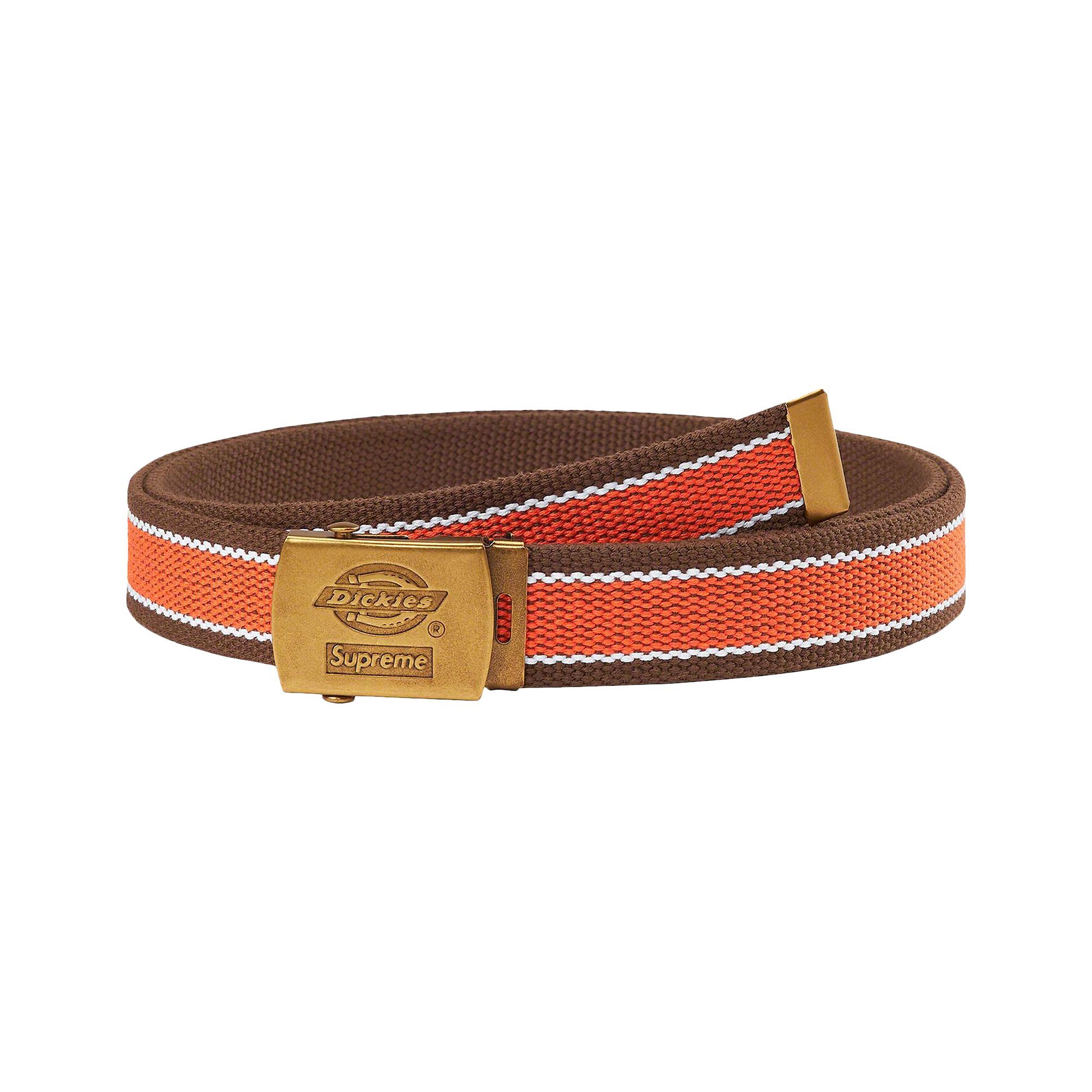 Pre-owned Supreme X Dickies Stripe Webbing Belt 'brown' | Men's Size Onesize