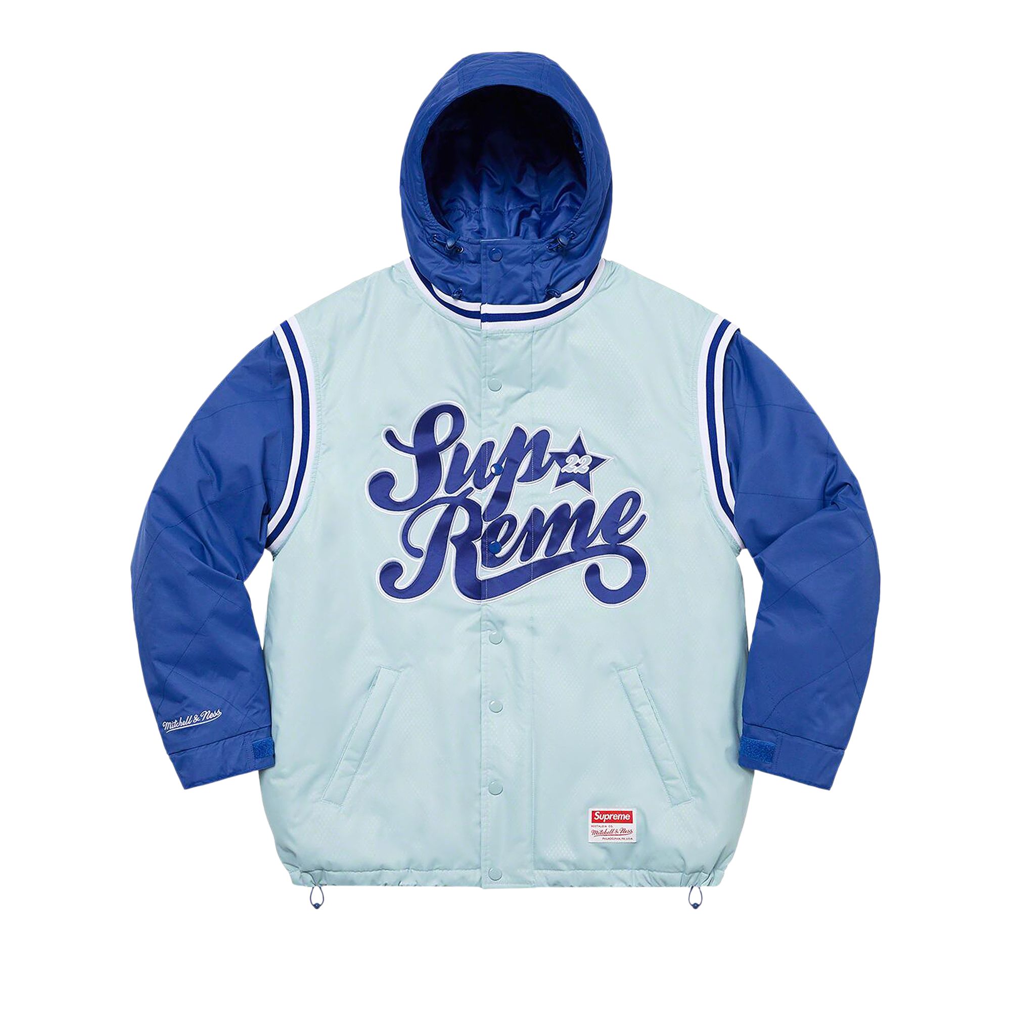 Pre-owned Supreme X Mitchell & Ness Quilted Sports Jacket 'light Blue'