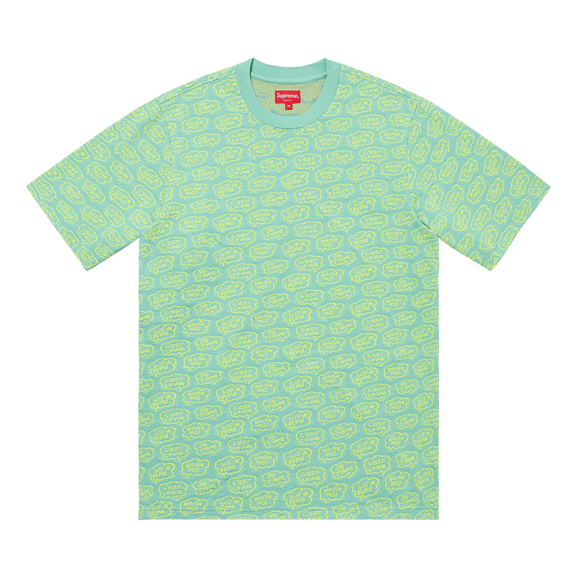 Pre-owned Supreme Word Bubble Jacquard Short-sleeve Top 'dusty Aqua' | Blue | Men's Size L
