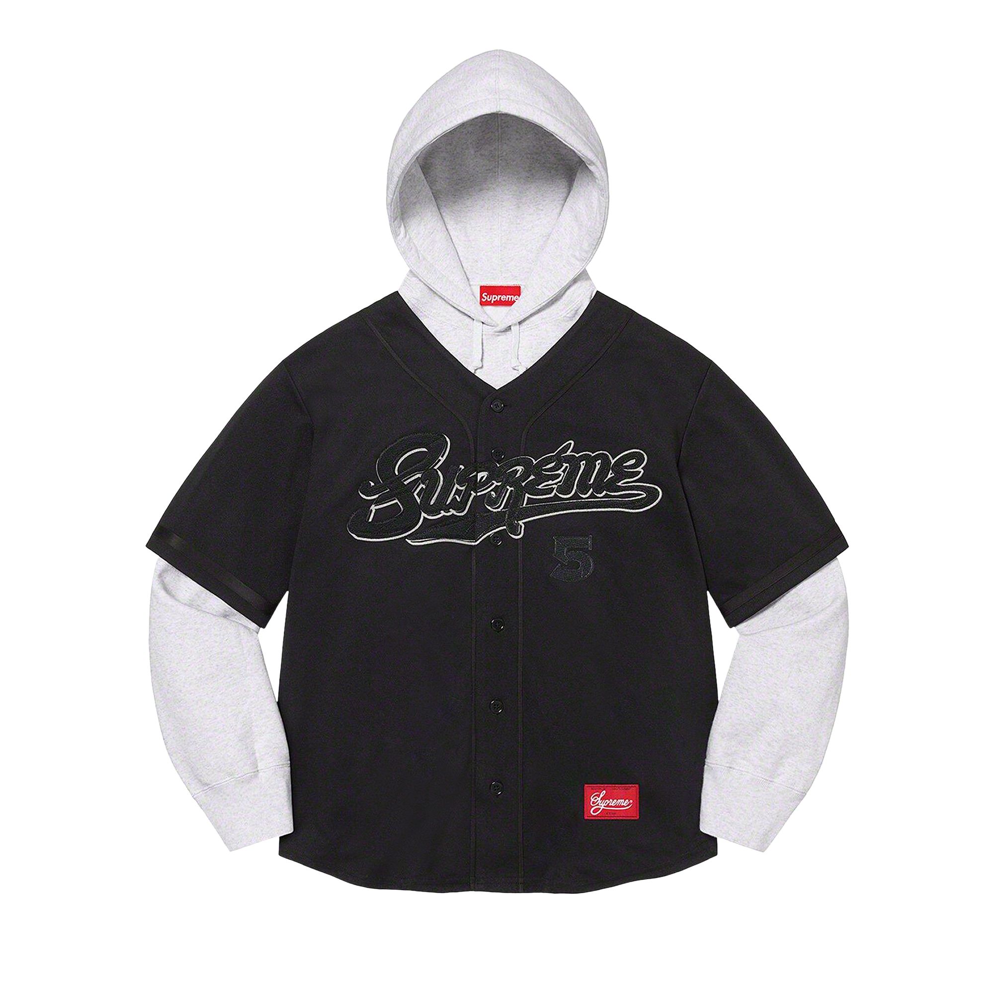 SUPREME SUPREME BASEBALL JERSEY HOODED SWEATSHIRT 'BLACK'