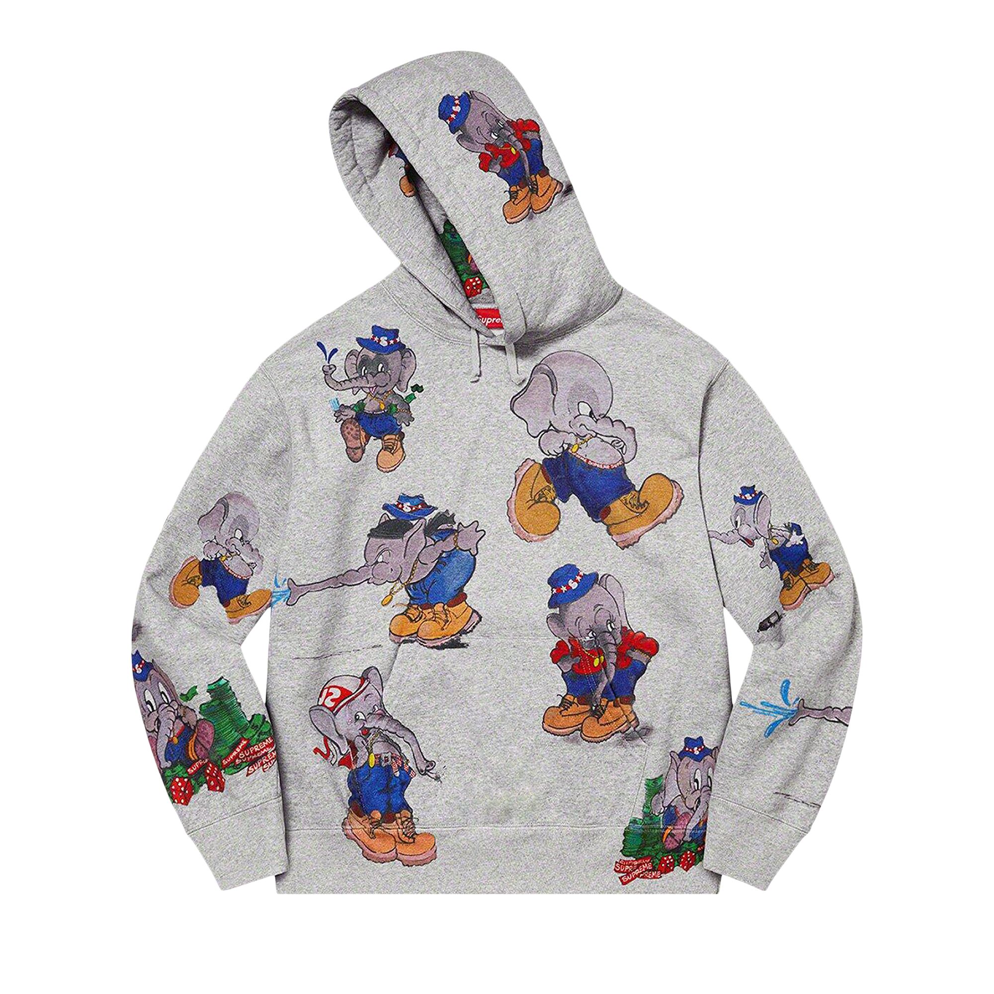 Supreme Elephant Hooded Sweatshirt 'Heather Grey' | Men's Size M