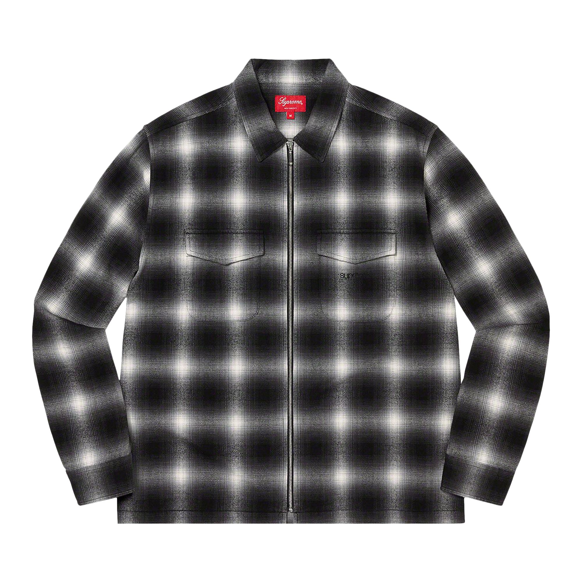 Supreme Shadow Plaid Flannel Zip Up Shirt 'Black' | Men's Size L
