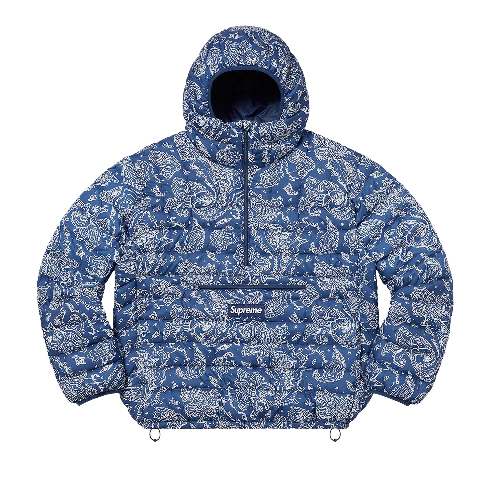 Supreme Micro Down Half Zip Hooded Pullover 'Blue Paisley' | Men's Size M