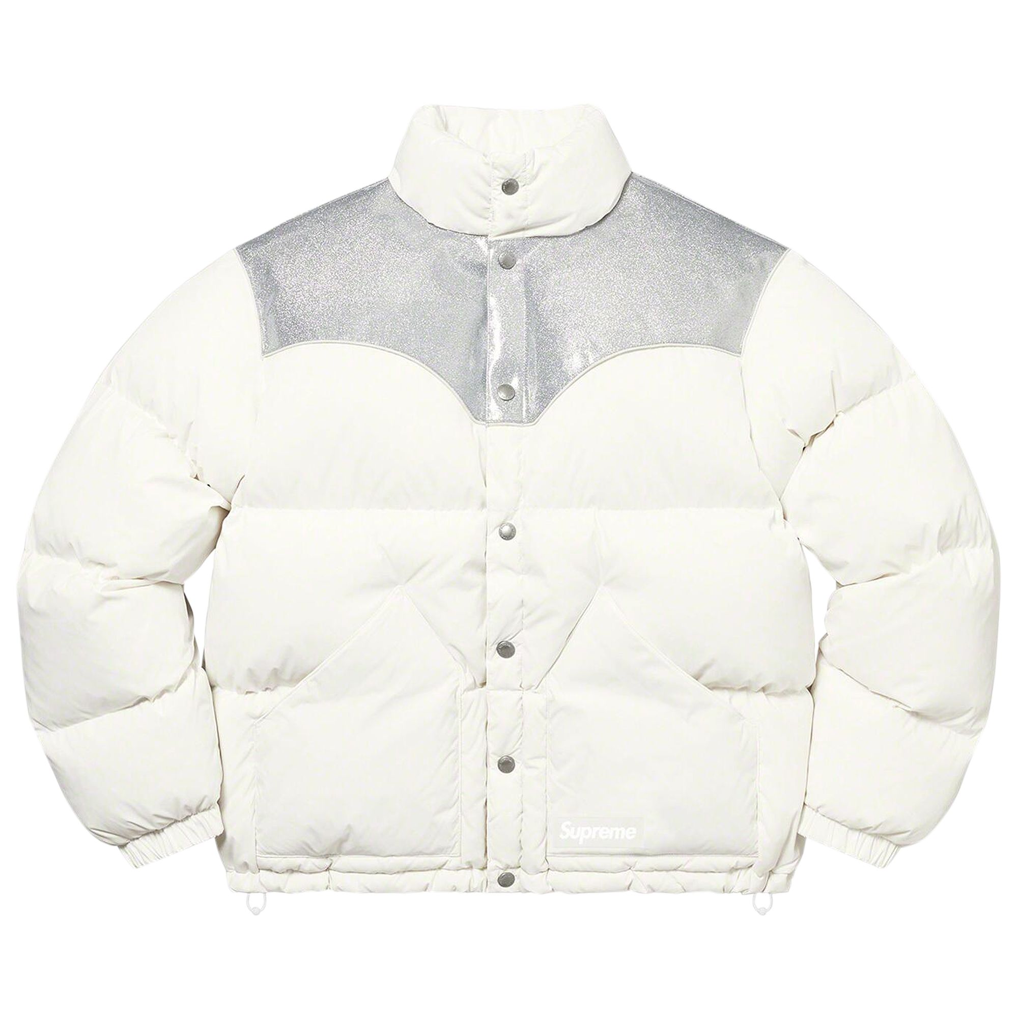 Supreme Glitter Yoke Down Puffer Jacket 'White' | Men's Size M