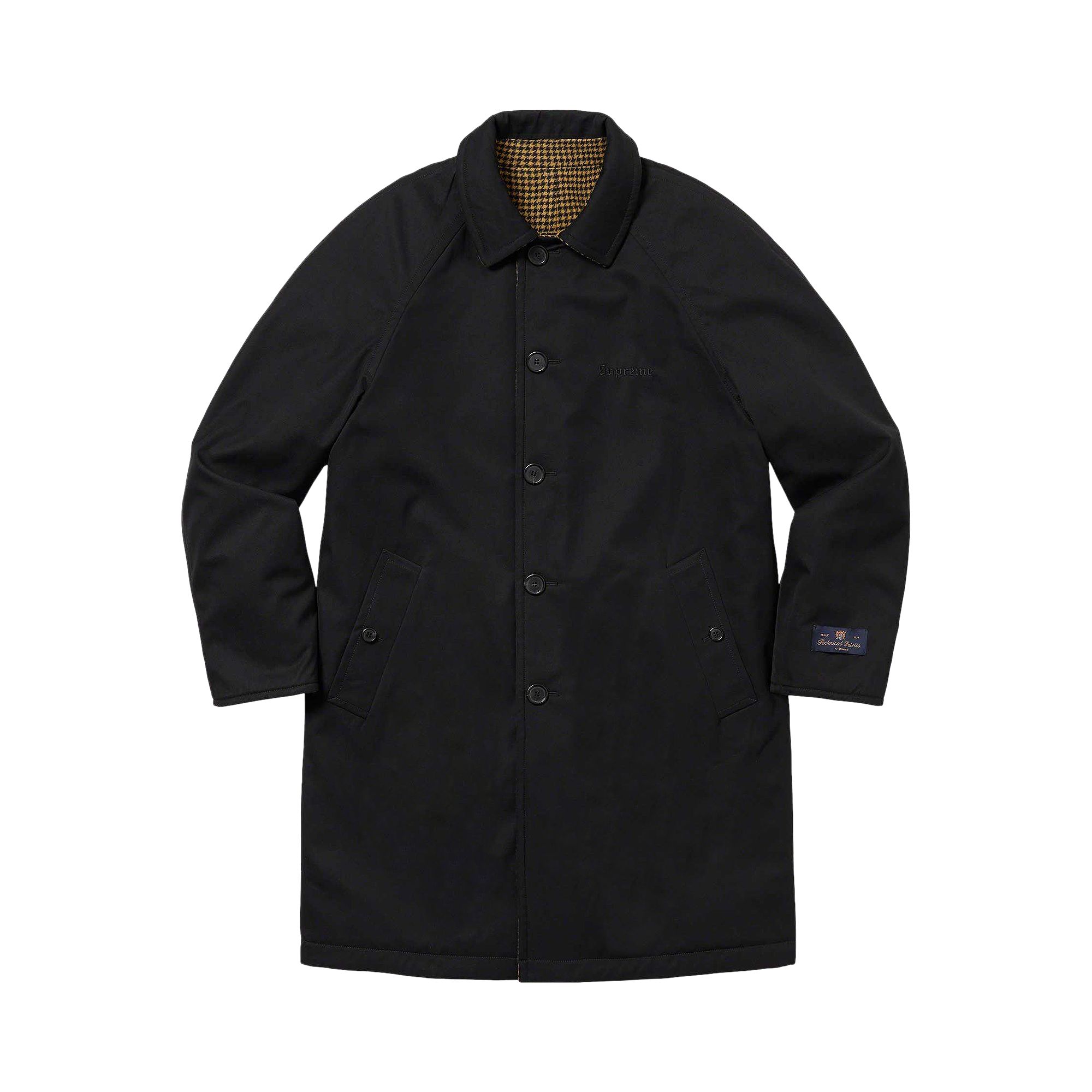 Pre-owned Supreme Reversible Houndstooth Overcoat 'black'