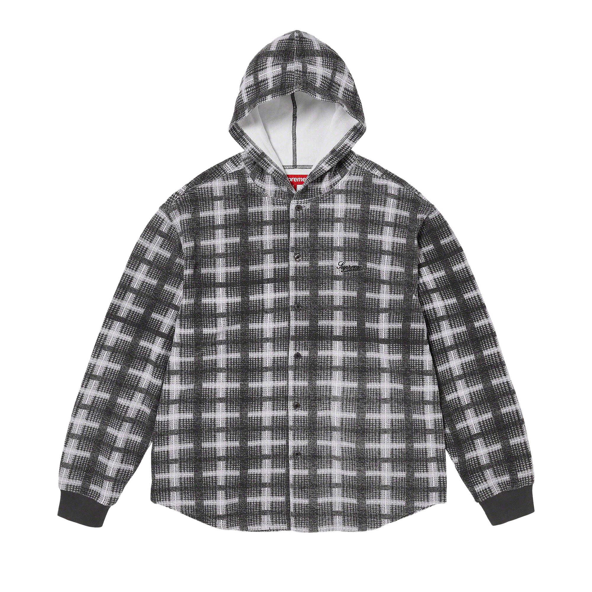 Supreme Hooded Plaid Knit Shirt 'Black' | Men's Size XL