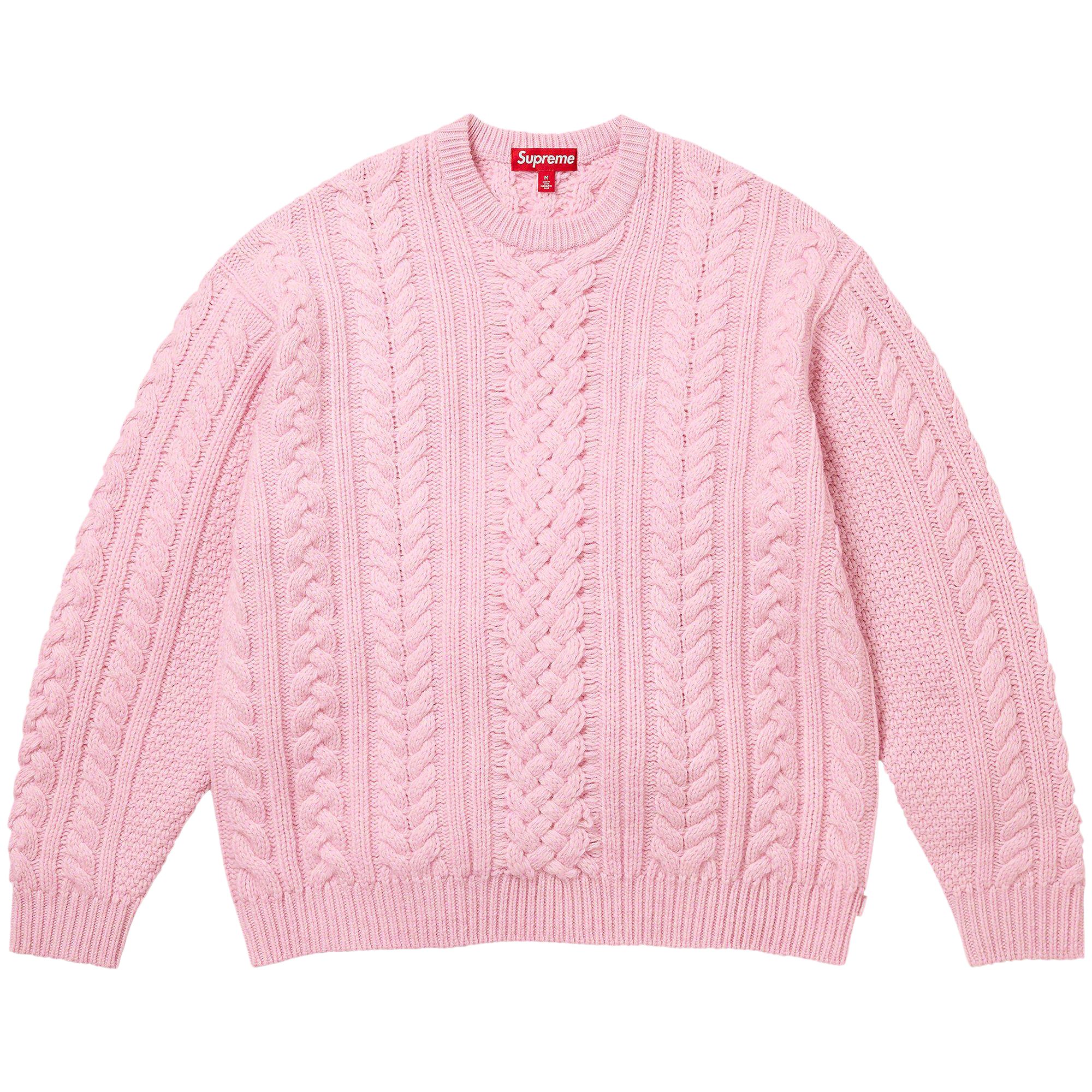 Supreme Appliqué Cable Knit Sweater 'Pink' | Men's Size L