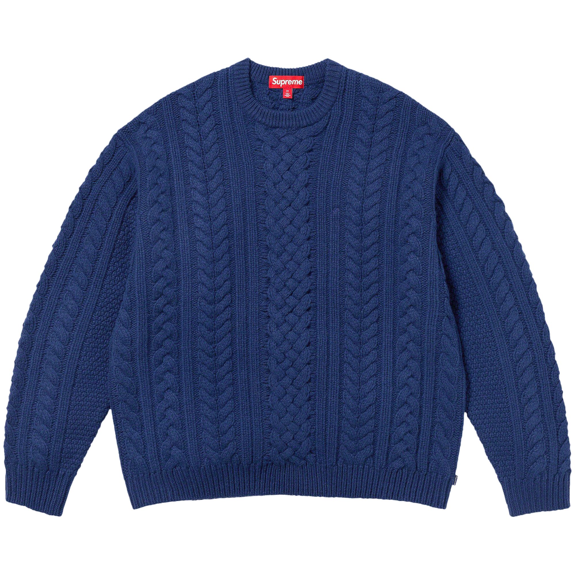 Pre-owned Supreme Appliqué Cable Knit Sweater 'navy' In Blue