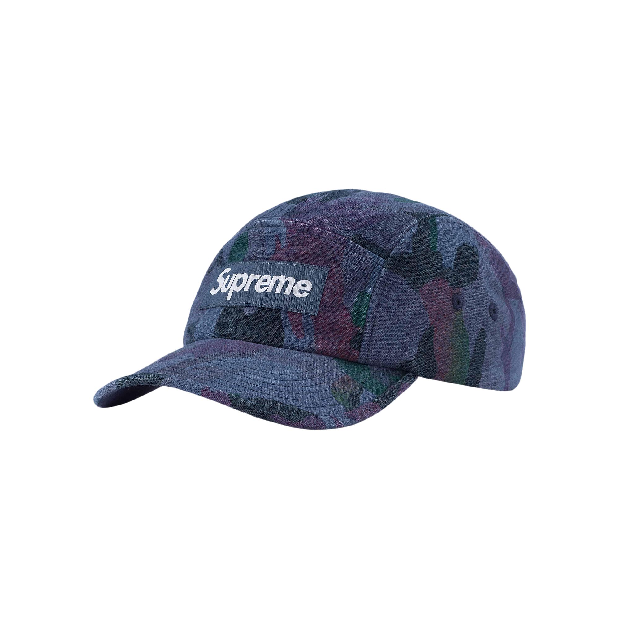 Pre-owned Supreme Washed Canvas Camp Cap 'navy Camo' In Blue
