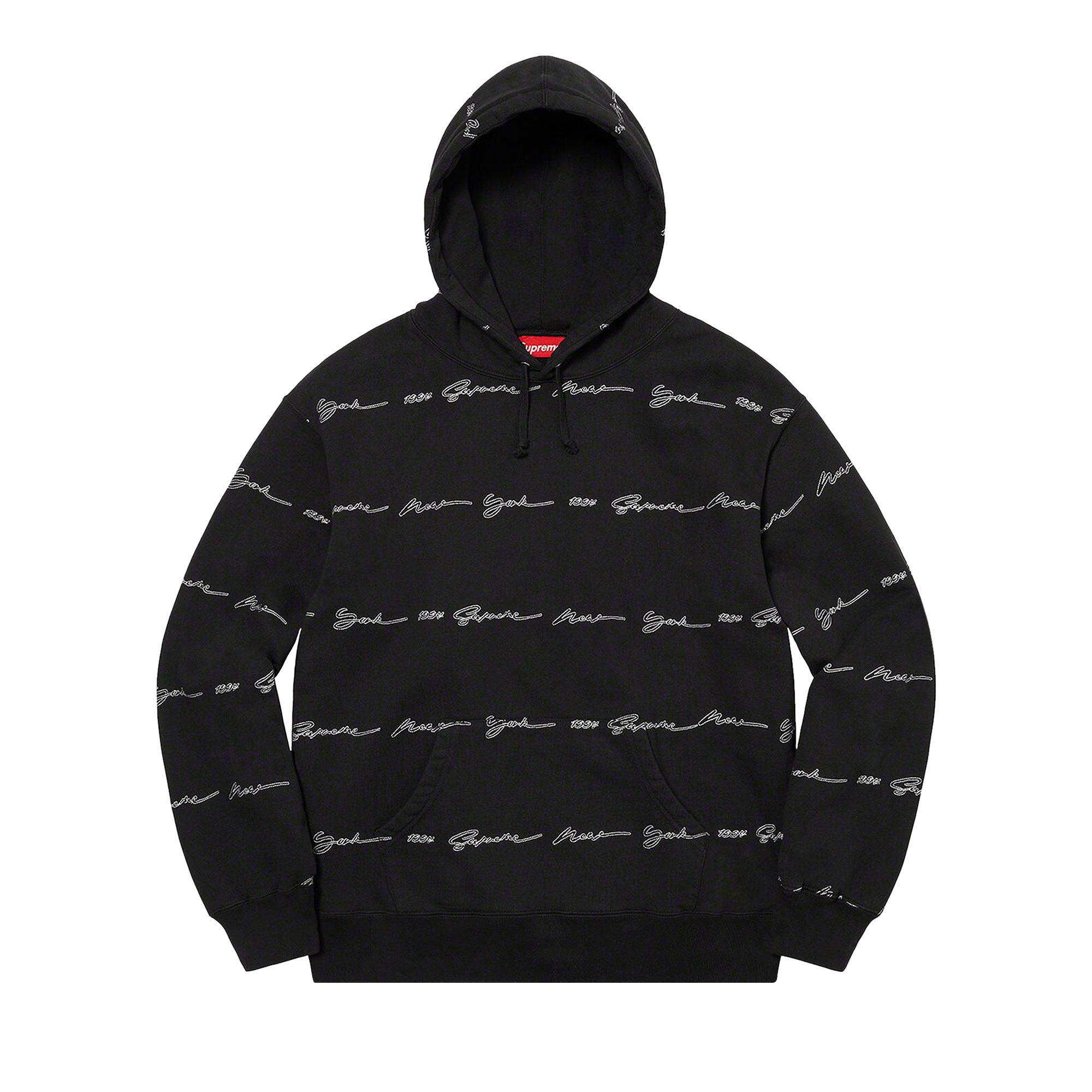Pre-owned Supreme Script Stripe Hooded Sweatshirt 'black'