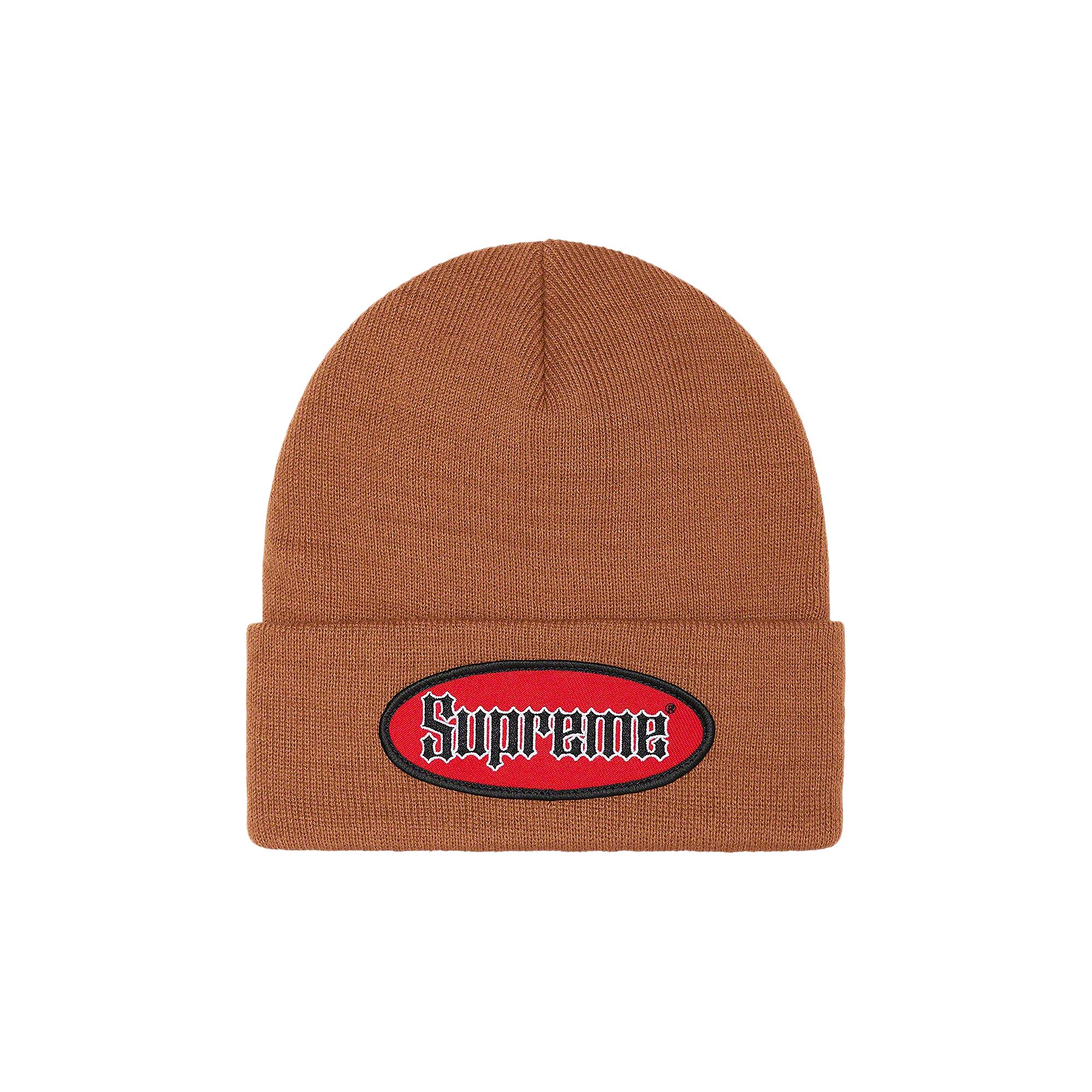 Pre-owned Supreme Oval Patch Beanie 'rust' In Tan