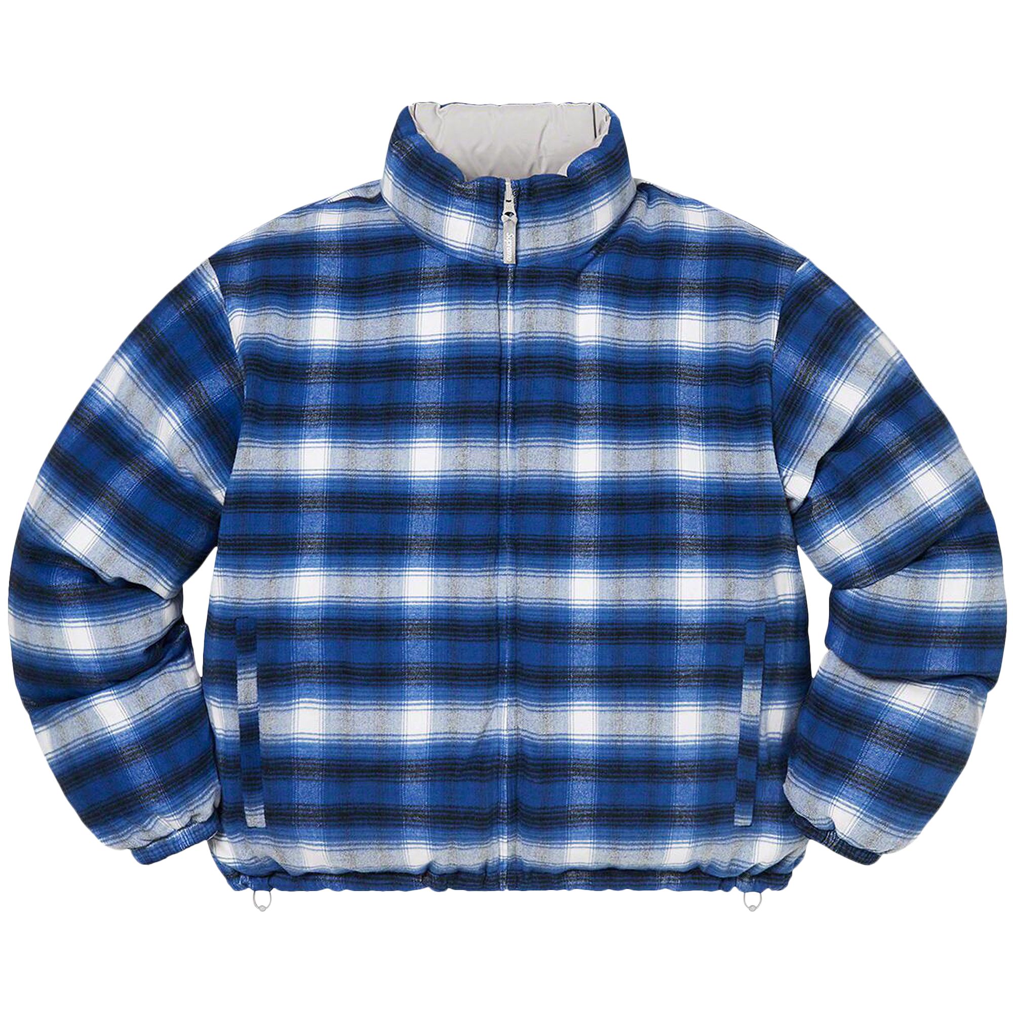 Supreme Flannel Reversible Puffer Jacket 'Grey' | Men's Size S