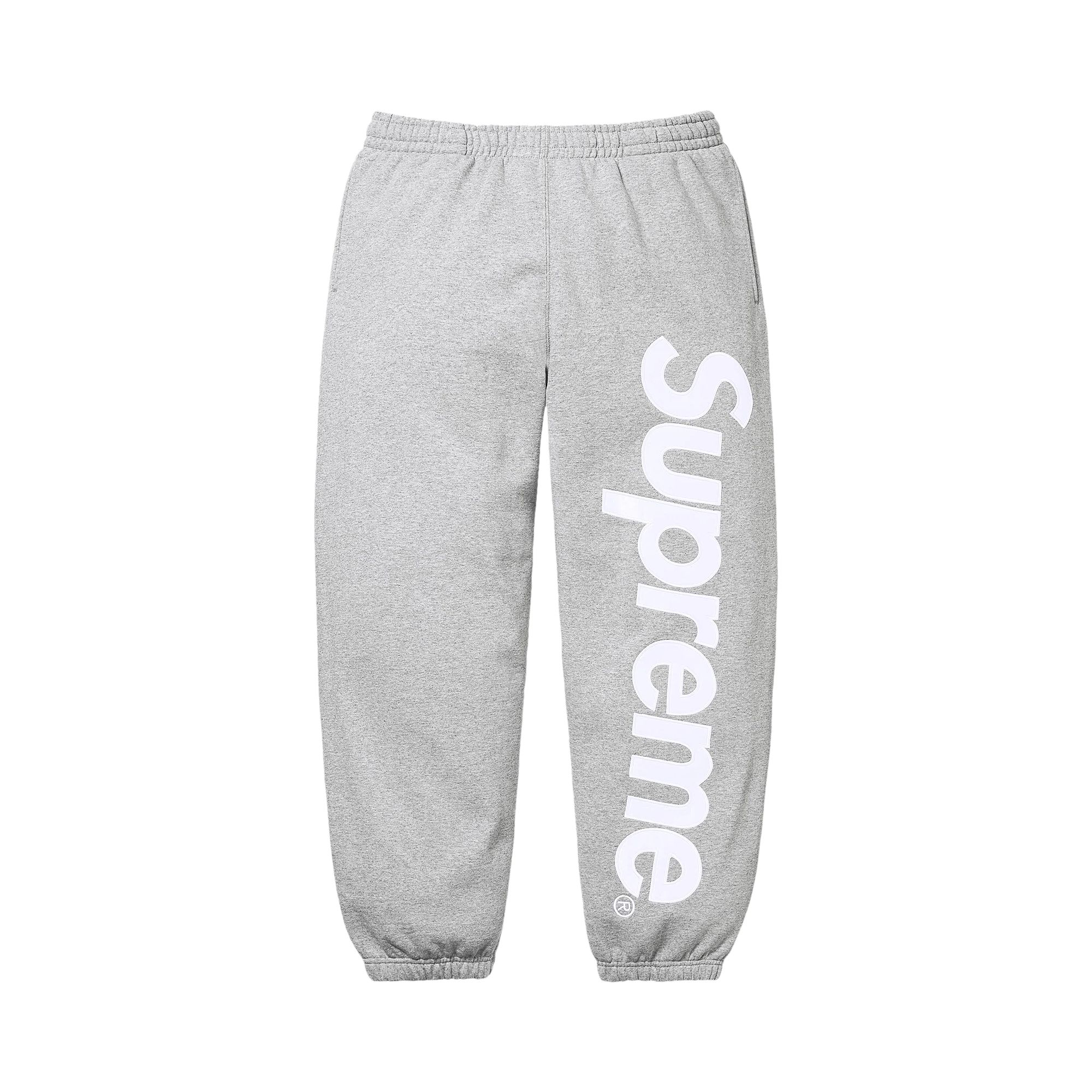 SUPREME SUPREME SATIN APPLIQUÉ SWEATPANT 'HEATHER GREY'