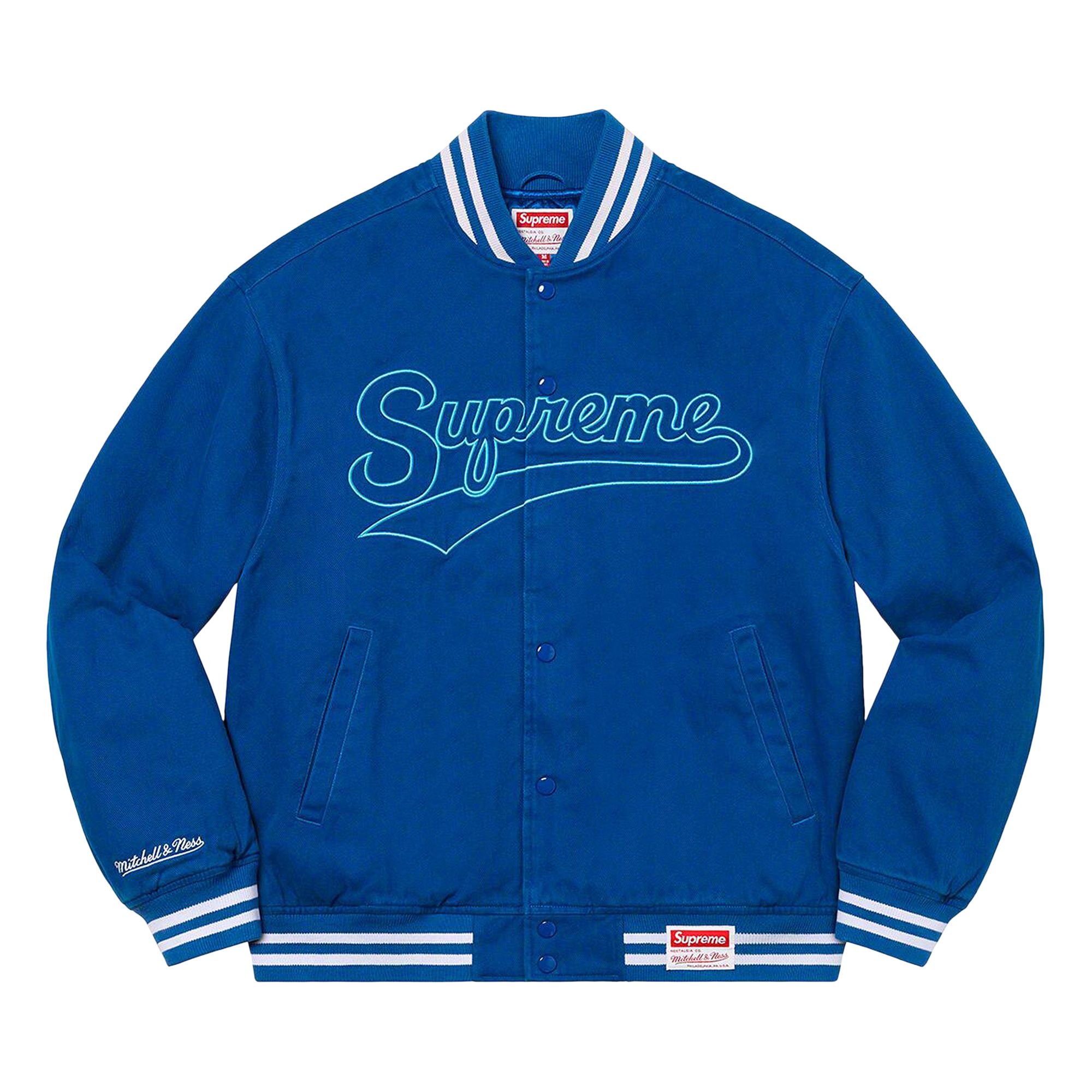 Supreme x Mitchell & Ness Doughboy Twill Varsity Jacket 'Blue' | Men's Size M