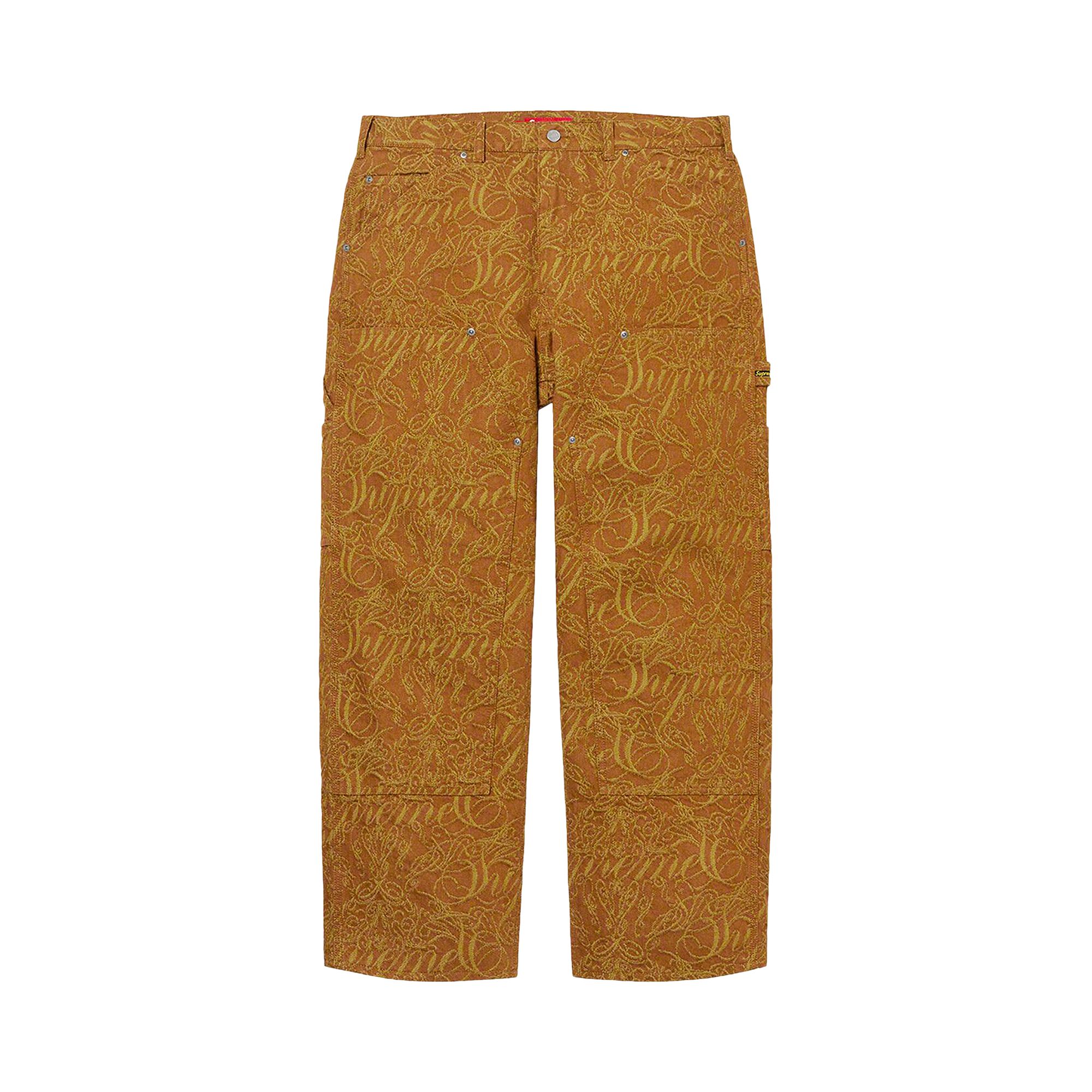 Pre-owned Supreme Script Jacquard Double Knee Denim Painter Pant 'brown' | Men's Size 30