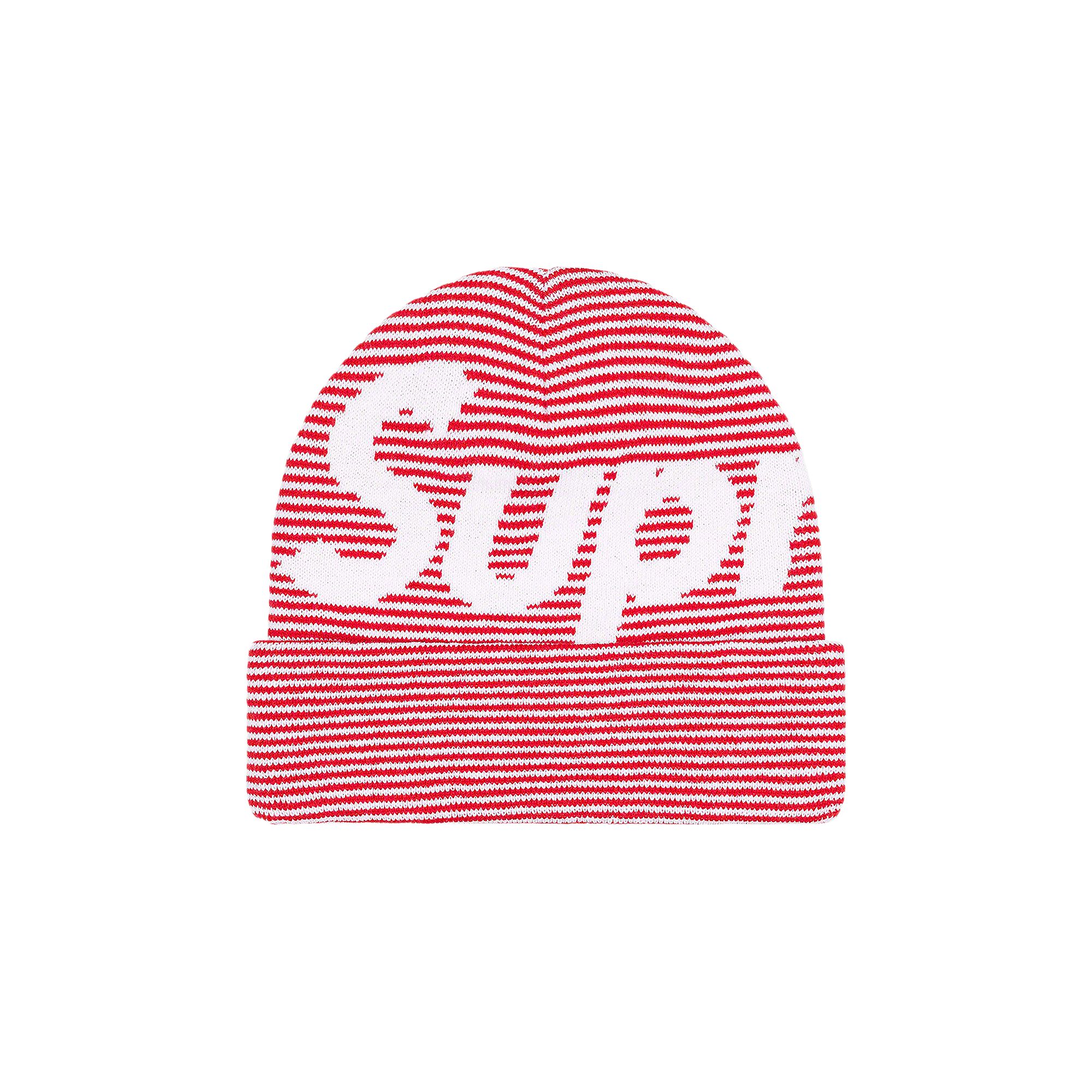 SUPREME SUPREME BIG LOGO BEANIE 'RED STRIPE'