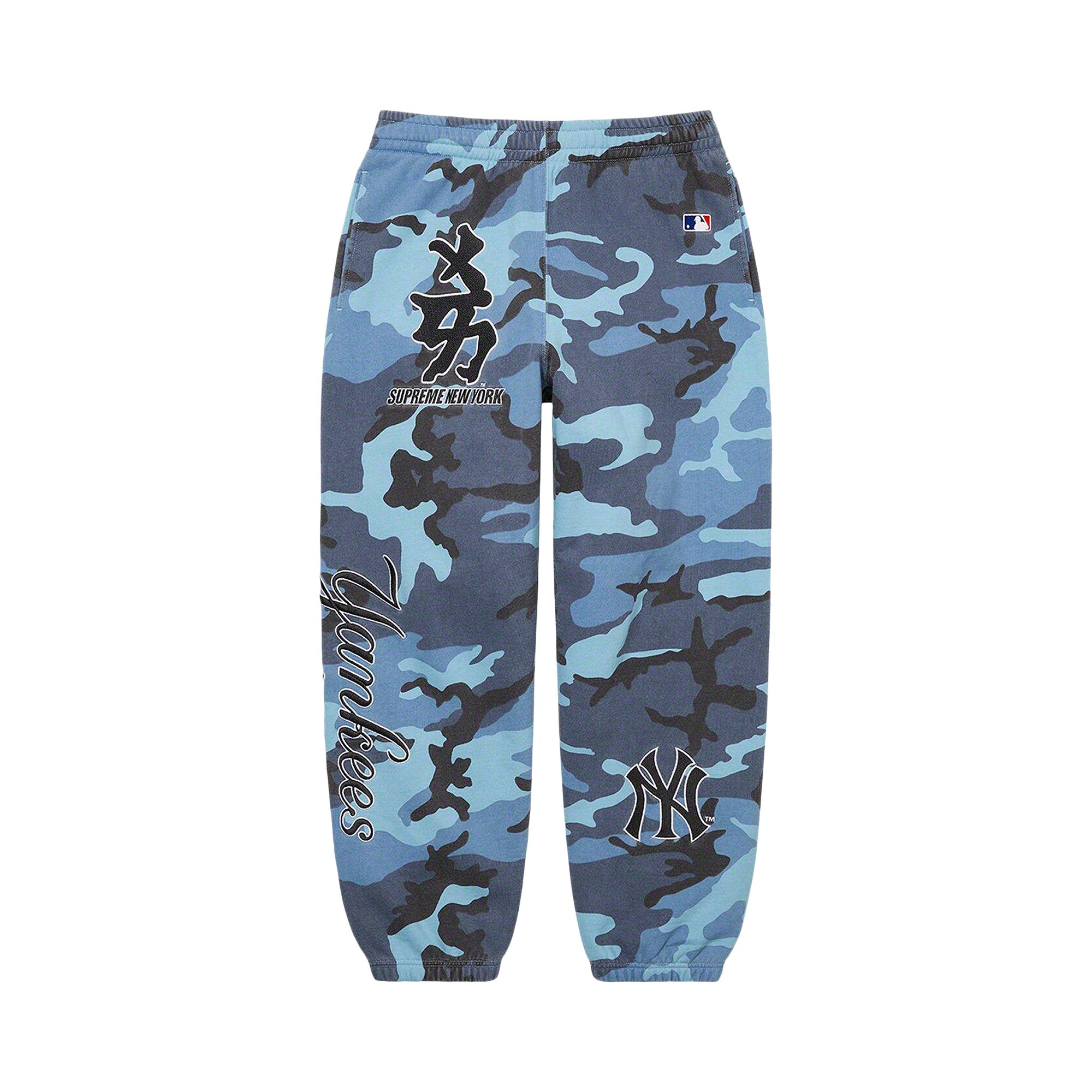 Pre-owned Supreme X New York Yankees Kanji Sweatpant 'blue Camo' | Men's Size S