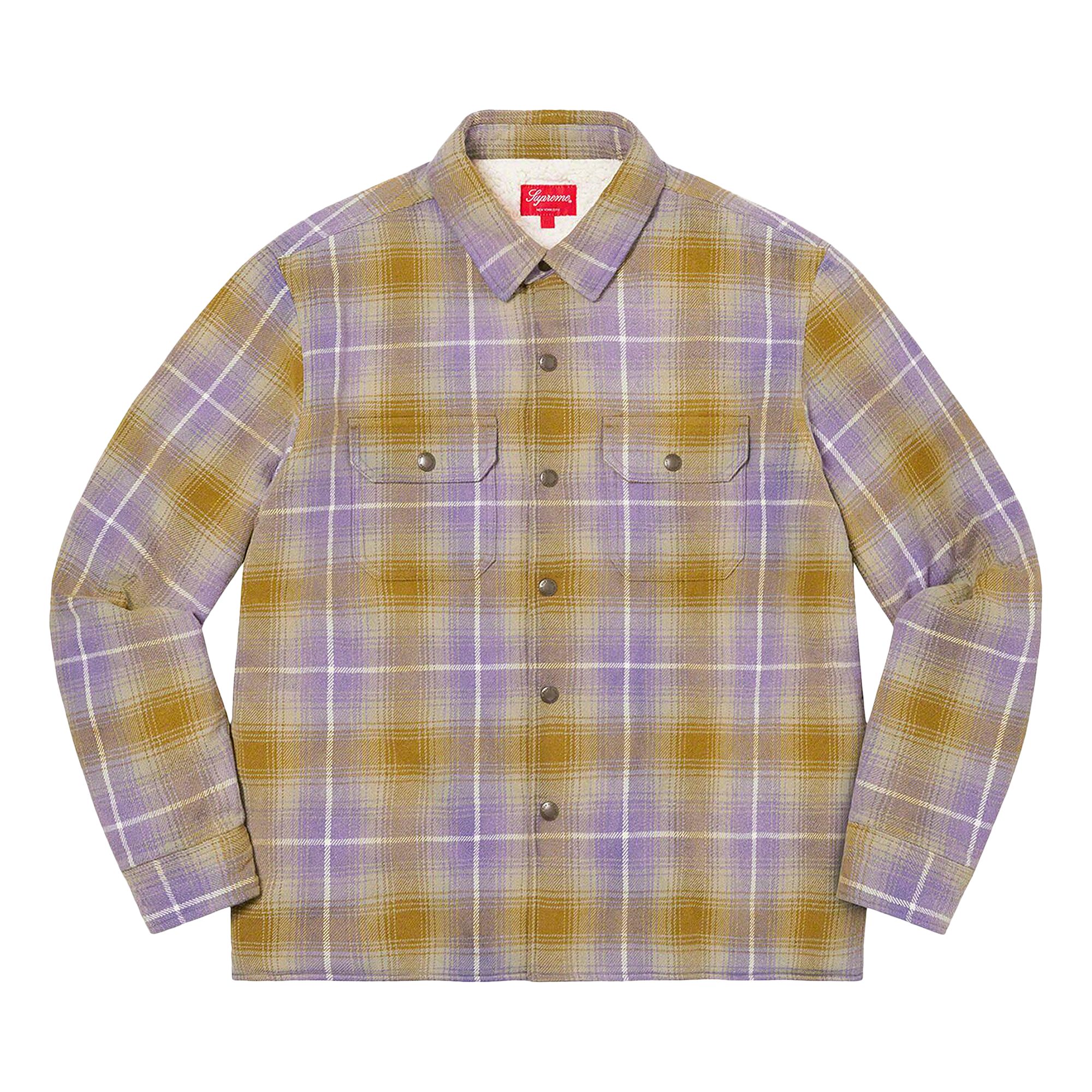 Supreme Shearling Lined Flannel Shirt 'Olive' | Green | Men's Size L