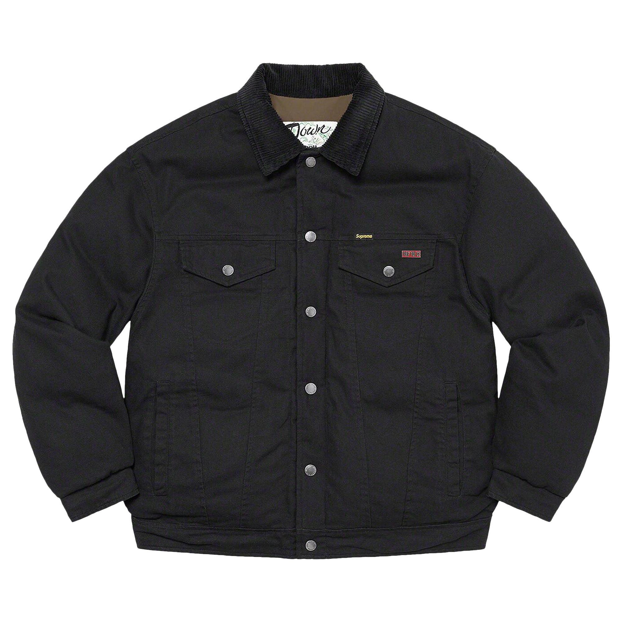 Pre-owned Supreme X Schott Canvas Down Trucker Jacket 'black'