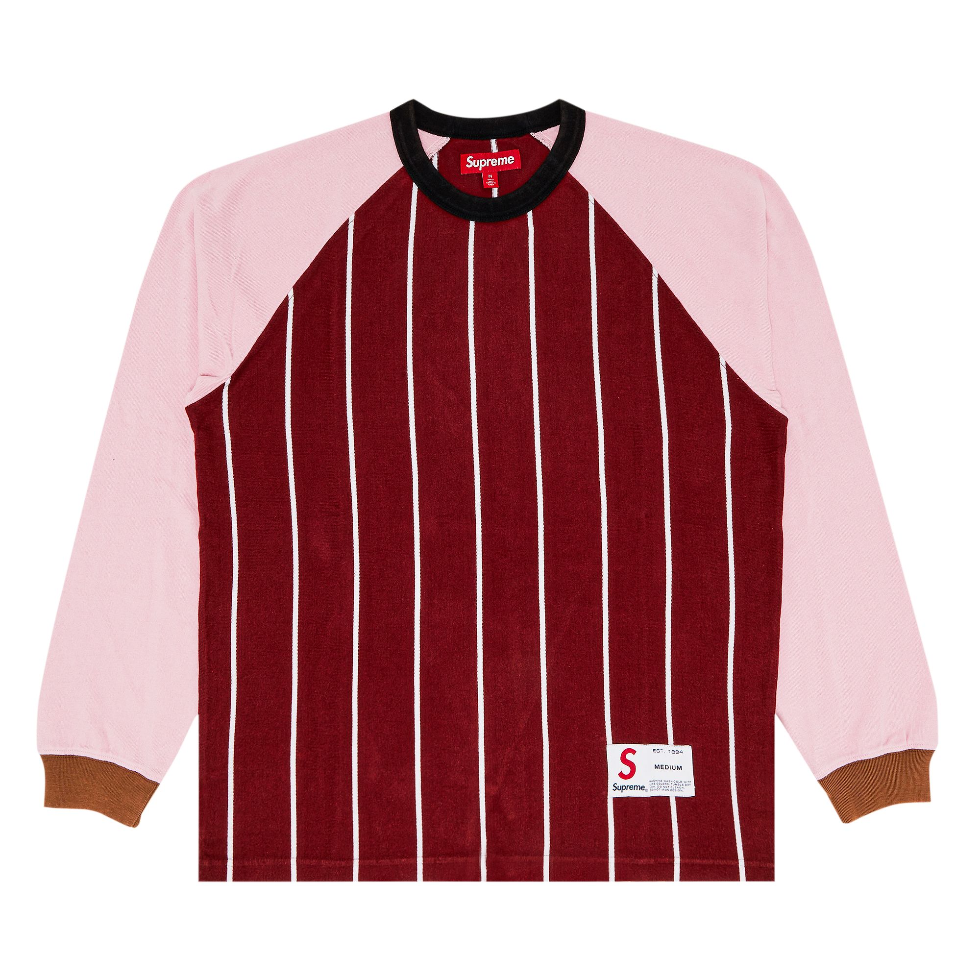 Supreme Stripe Raglan Long-Sleeve Top 'Maroon' | Red | Men's Size L