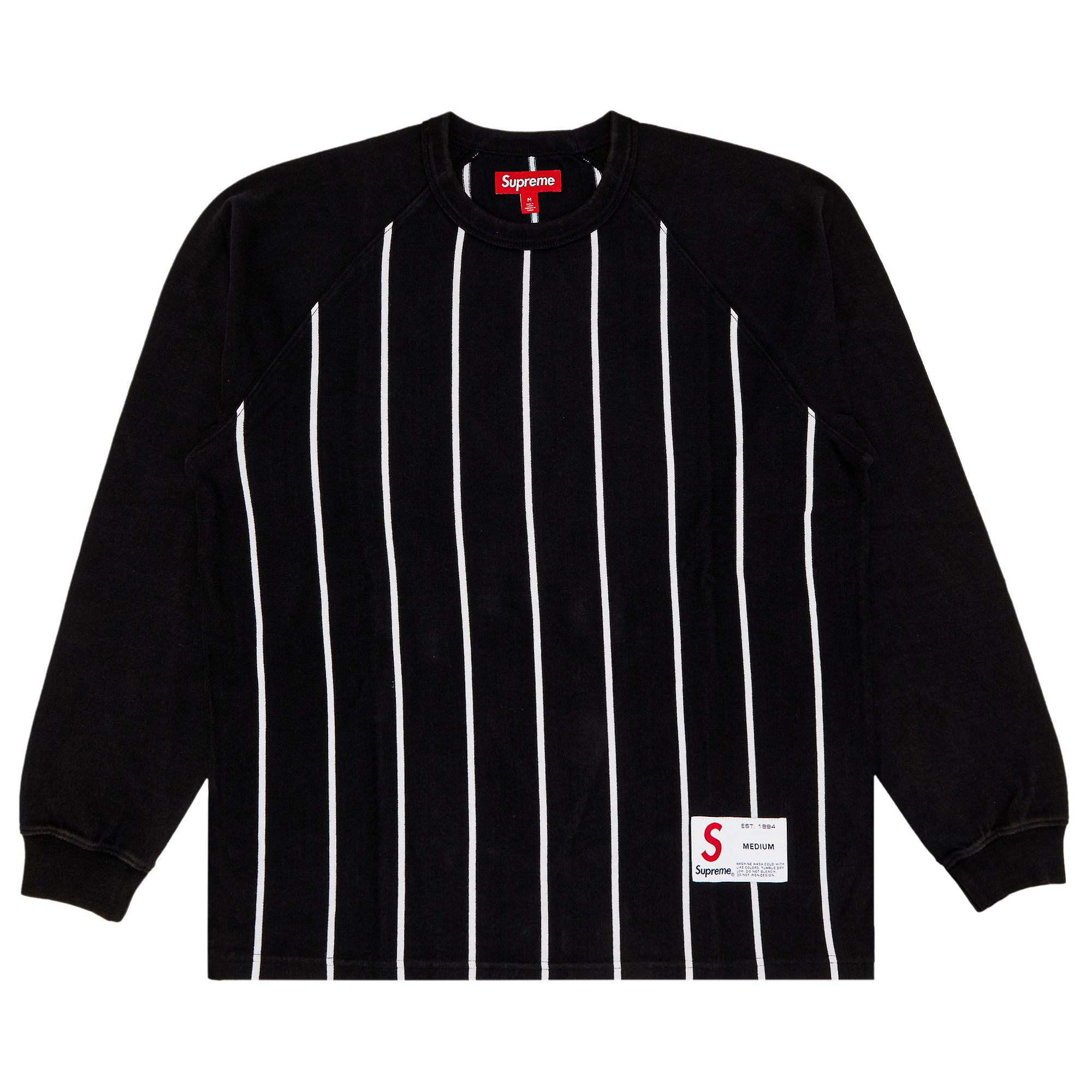 Supreme Stripe Raglan Long-Sleeve Top 'Black' | Men's Size S