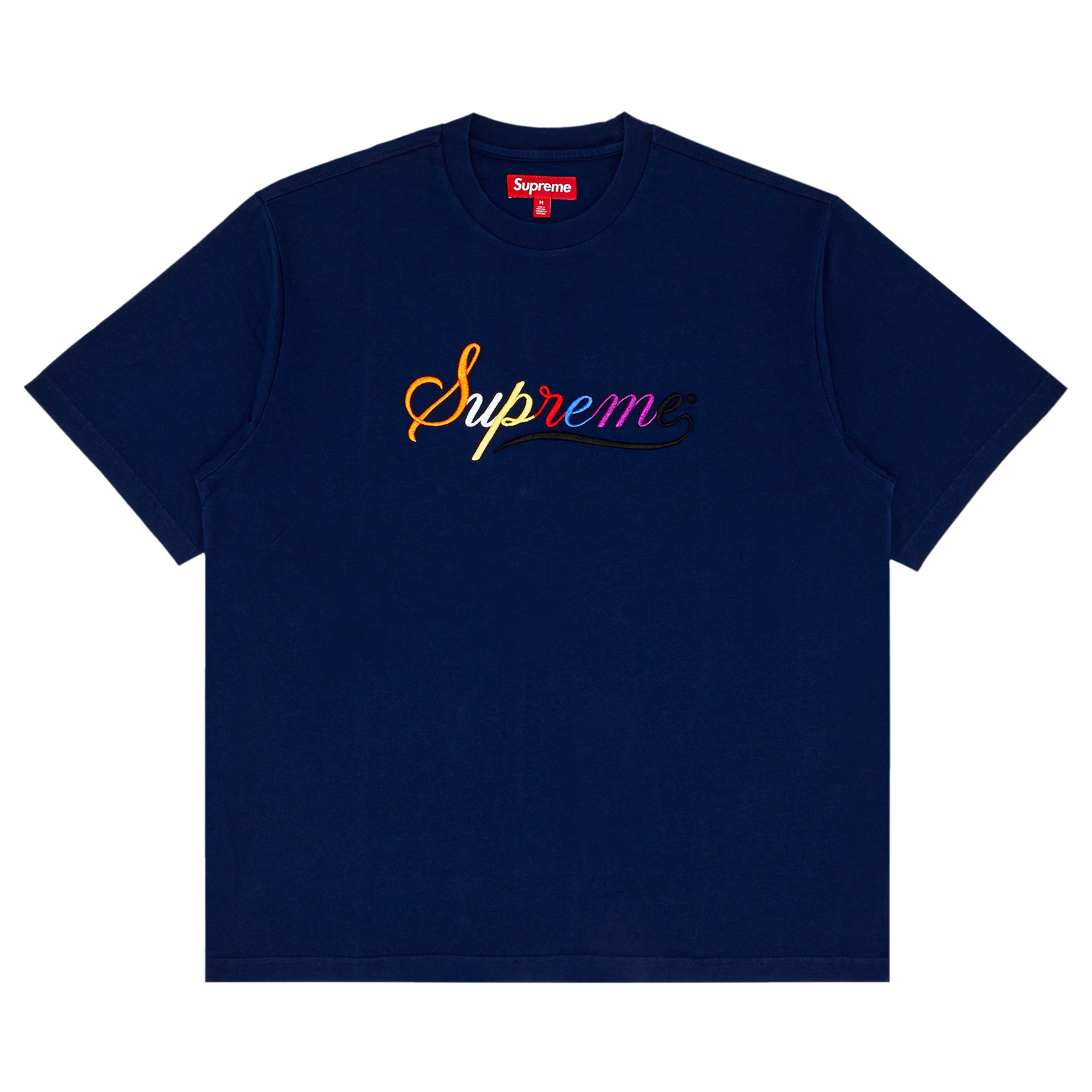 Supreme Cursive Short-Sleeve Top 'Navy' | Blue | Men's Size 2XL