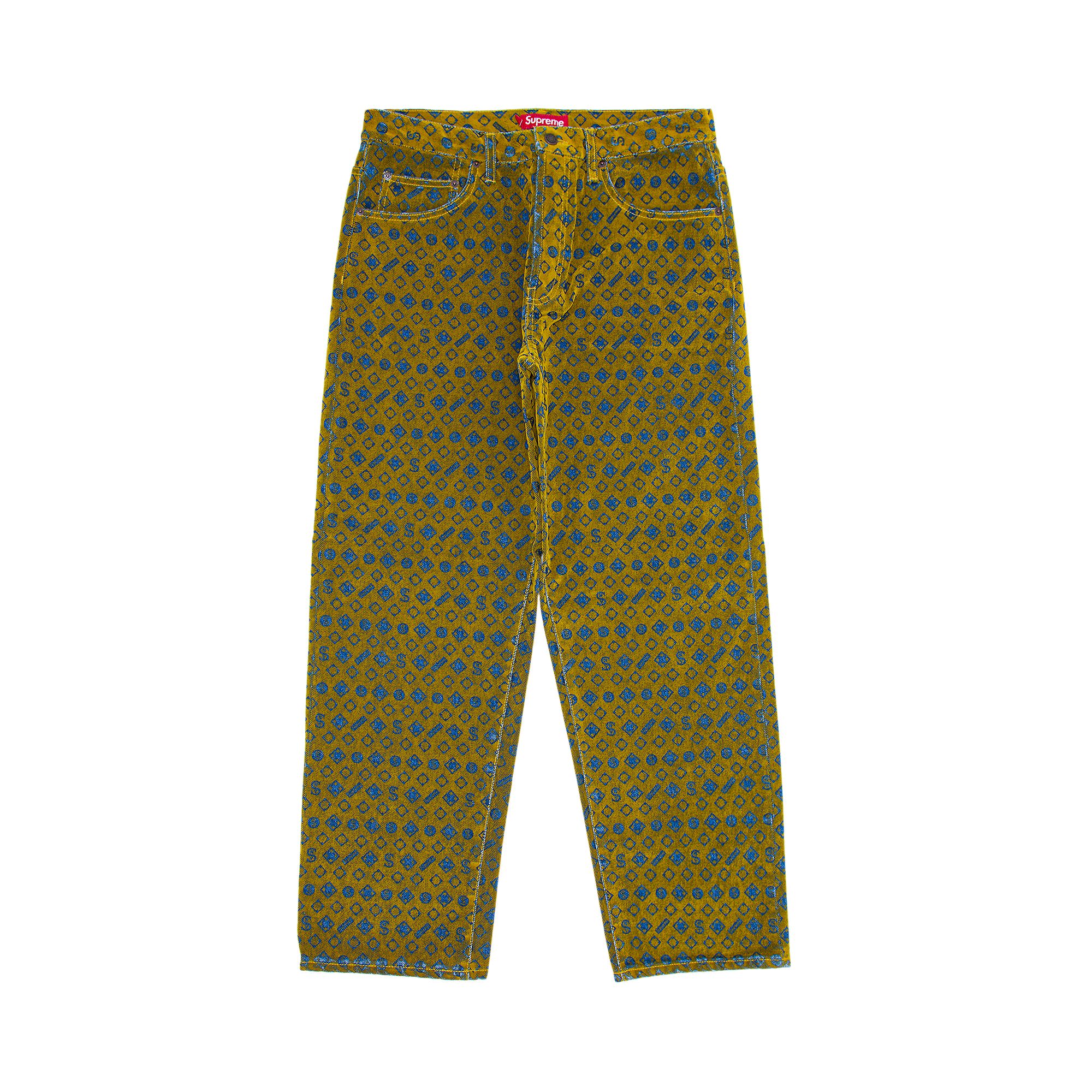 Pre-owned Supreme Flocked Loose Fit Jean 'mustard' In Yellow