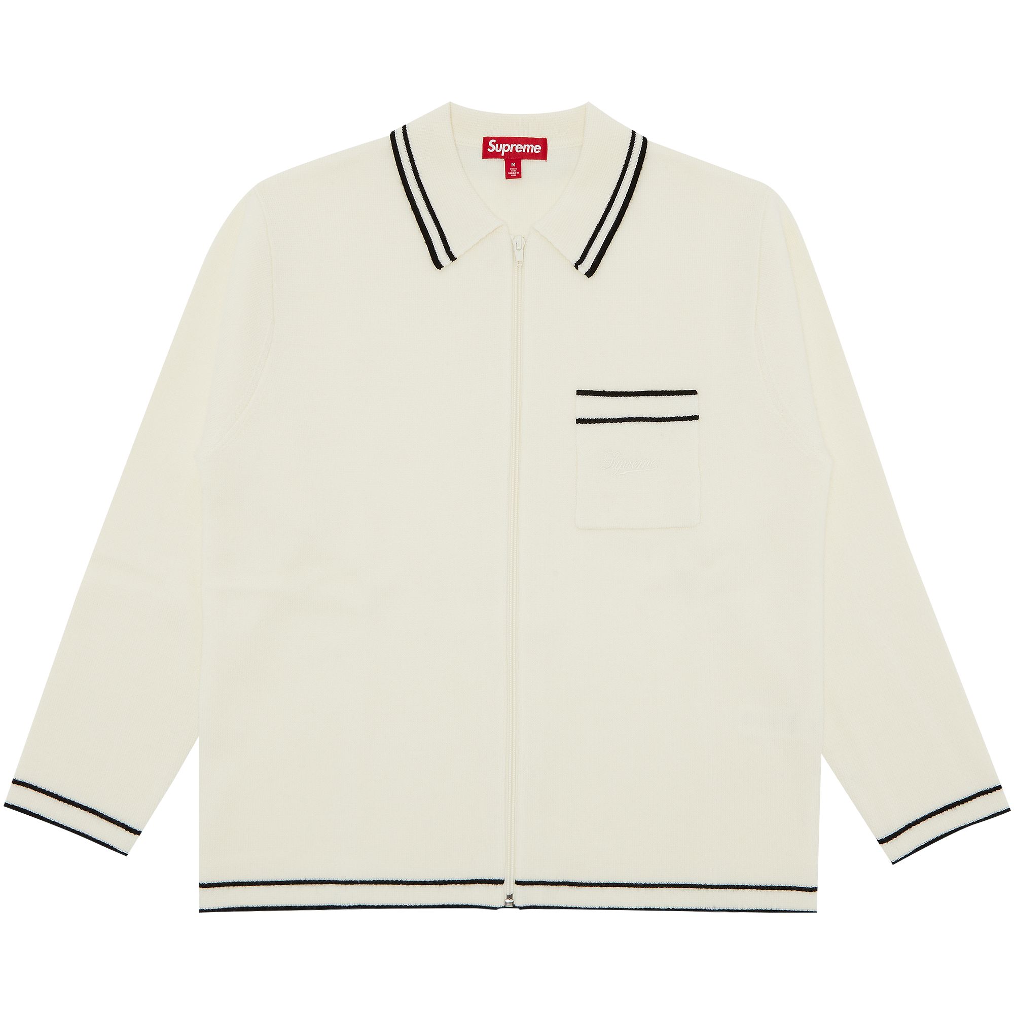Pre-owned Supreme Zip Up Polo Sweater 'white'